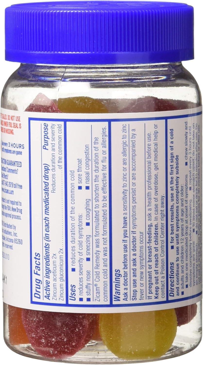 Zicam Cold Remedy Medicated Fruit Drops, Assorted Fruit, Homeopathic Cold Remedy, Clinically Proven to Shorten Colds When Taken at The First Sign of Symptoms, 25 Count (Pack of 2)