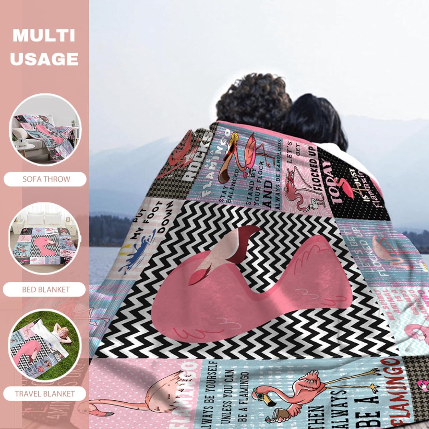 Flamingo Blanket,Pink Flamingo Gifts for Women,Flamingos Lovers,Soft Flannel Flamingos Throw Blankets for Girls Bedroom Decoraiton,Pink,80 in x 60in Large for Adults - Image 6
