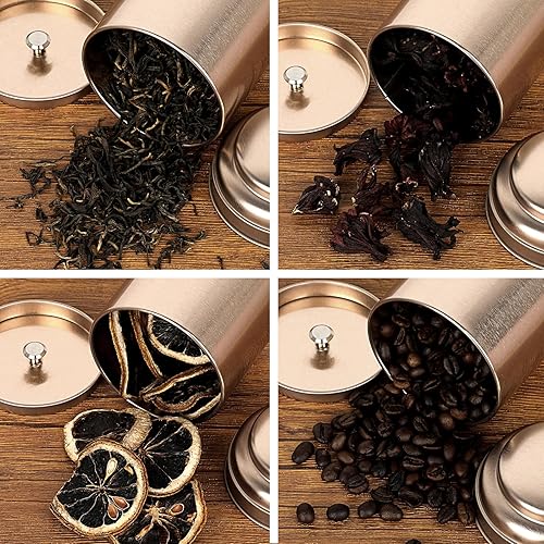 Miniatura 5 de JUXYES Paquete de 6 latas de té con tapas dobles herméticas, 8 onzas líquidas, almacenamiento de té de hojas sueltas herméticas para almacenamiento