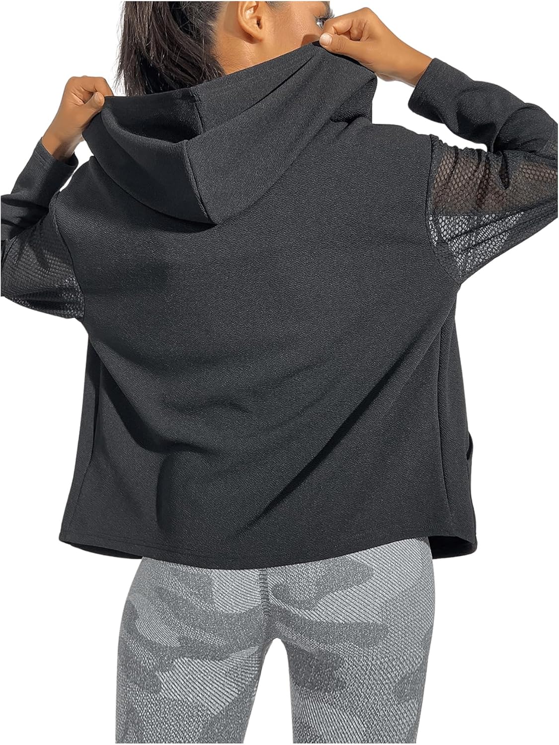 GORGLITTER Women's Zip Up Jackets Lightweight Mesh Long Sleeve Workout Gym Jacket Fishnet Aesthetic Track Hoodies