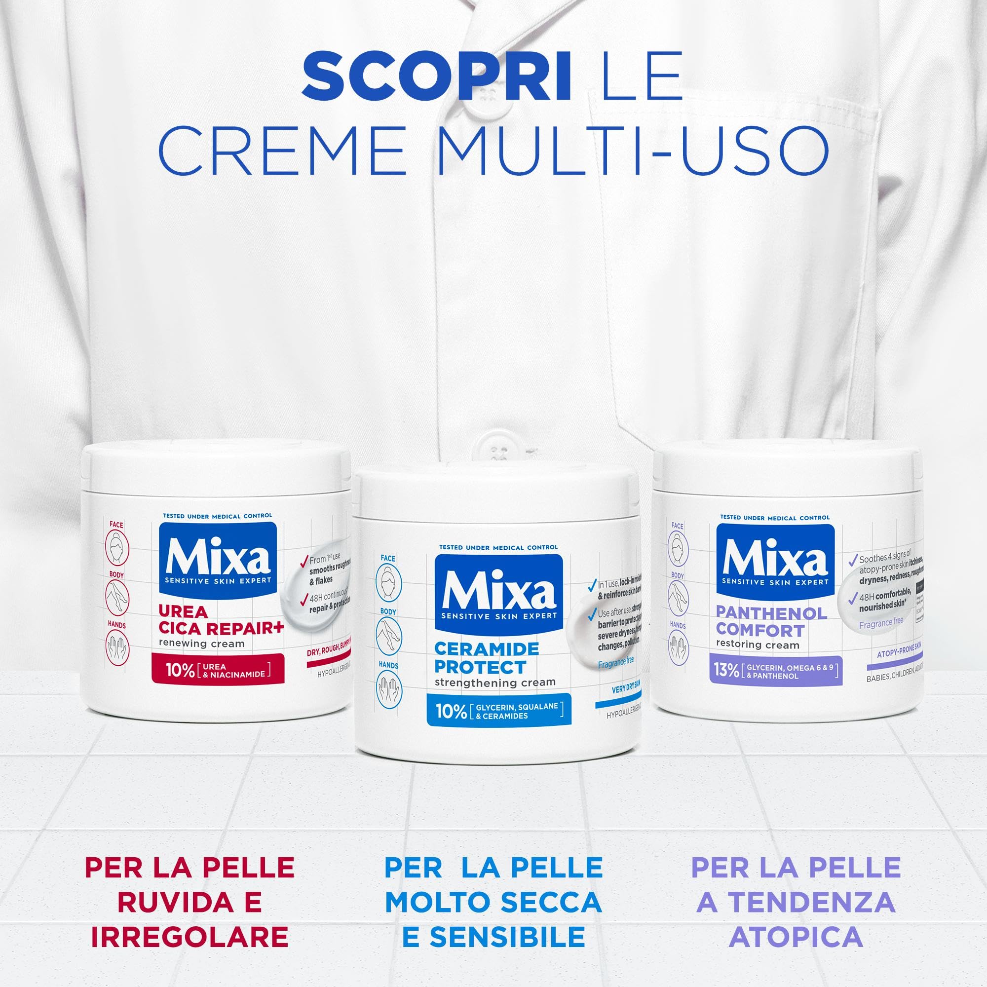 Mixa Crema Lenitiva Protettiva, Per Pelli a Tendenza Atopica, Pelle Lenita e Idratata per 48H, Effetto Anti-Prurito e Anti-Secchezza, Con il 13% di Pantenolo e Glicerina, Panthenol Comfort, 400ml