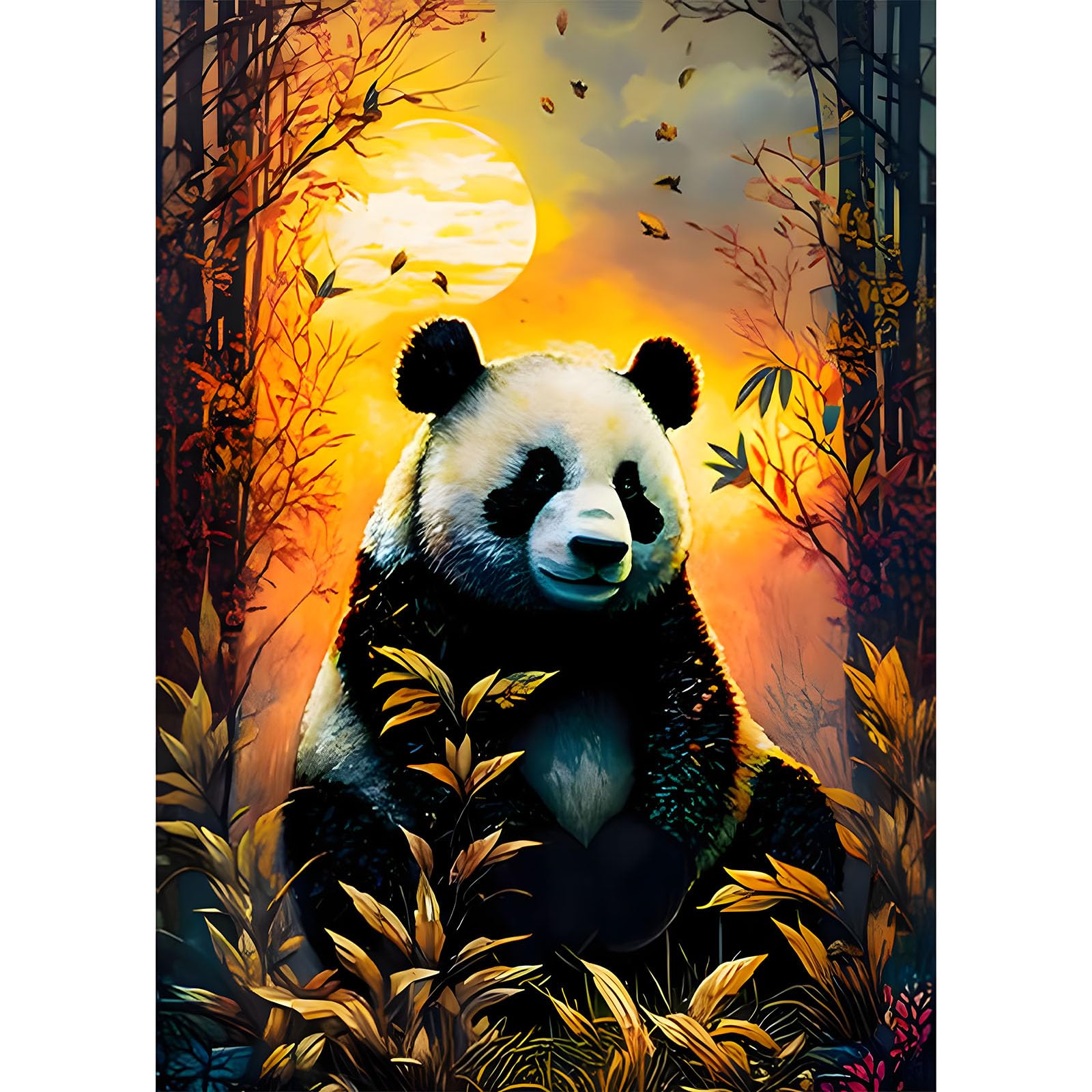 SENQAO Panda Diamond Art Kits for Adults, DIY 5D Animal Diamond Art Kits, Panda Diamond Art Full Drill Crystal Rhinestone Embroidery Craft Kits for Home Wall Decor 12x16inch
