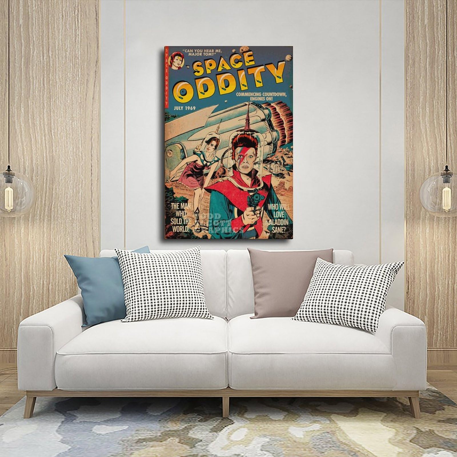 RePaLy Poster su tela con copertina di album musicali di David Bowie, decorazione per camera da letto, sport, ufficio, camera da letto, regalo, stile cornice, 40 x 60 cm