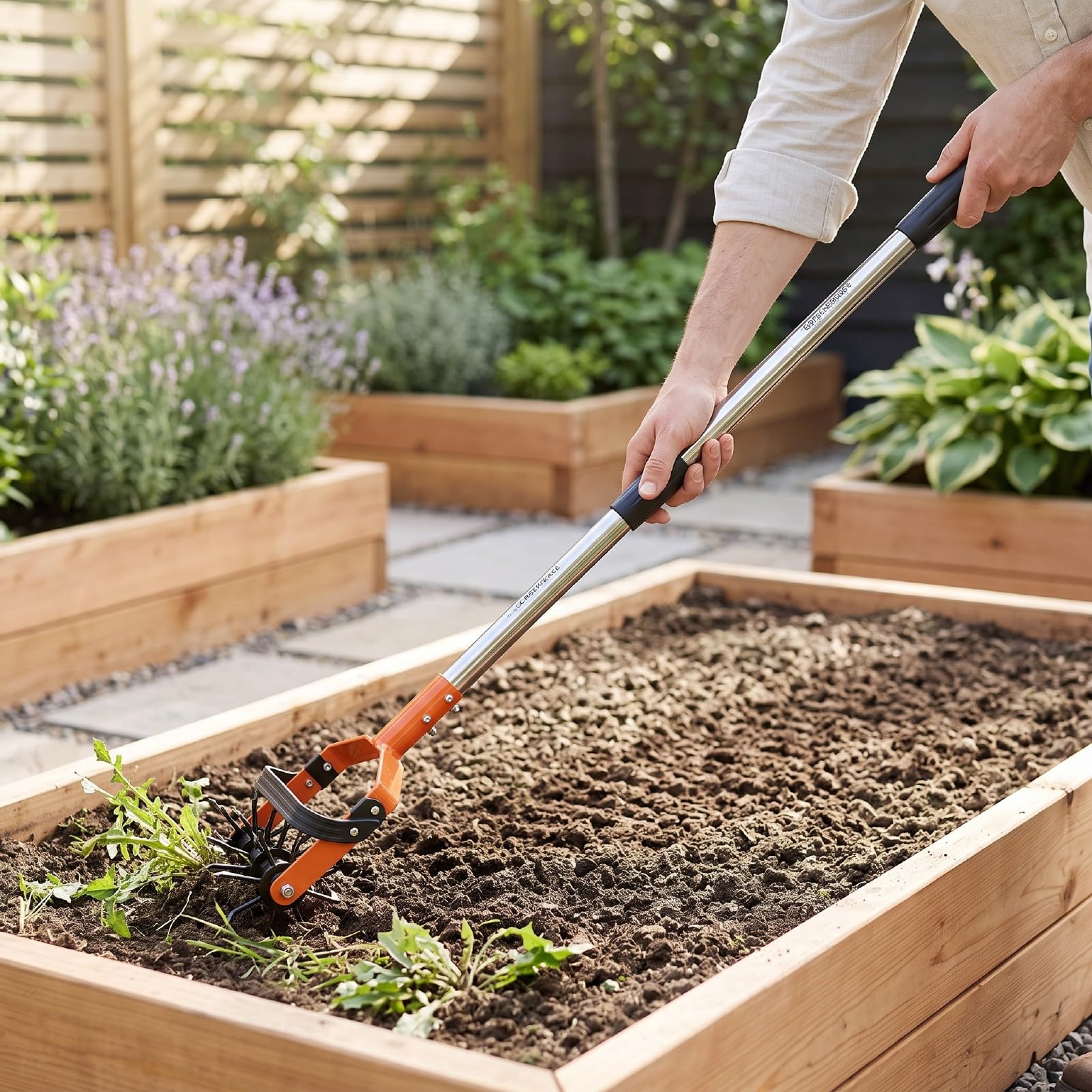 Drehkultivator Gartengerät, Gartenfräse mit Verstellbarem 145,99 cm