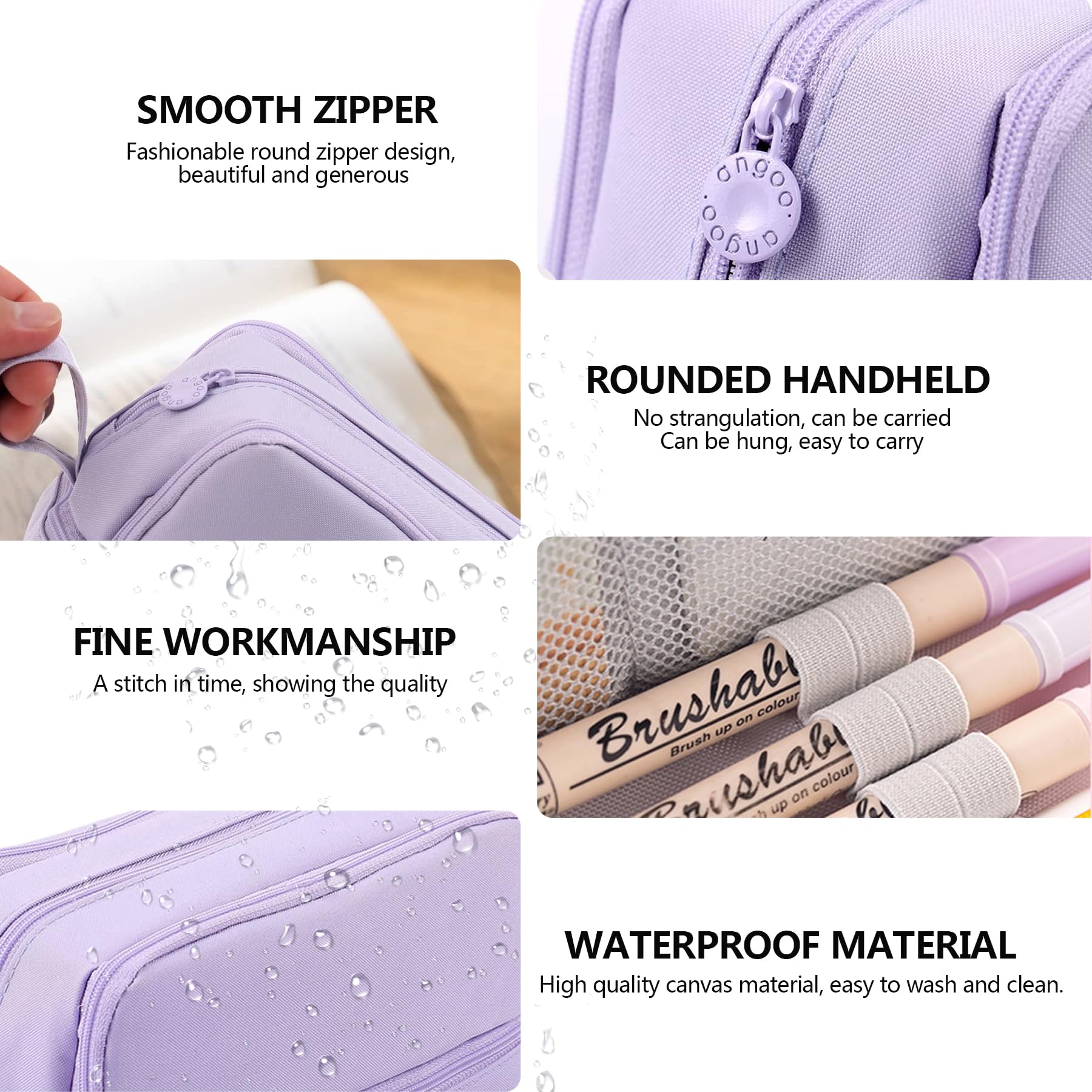TZEKING Pencil Case Large Capacity, 4 Compartments Pencil Cases, Pencil Case Girls Teenagers, Pencil Case, Pencil Case Zip - Image 3