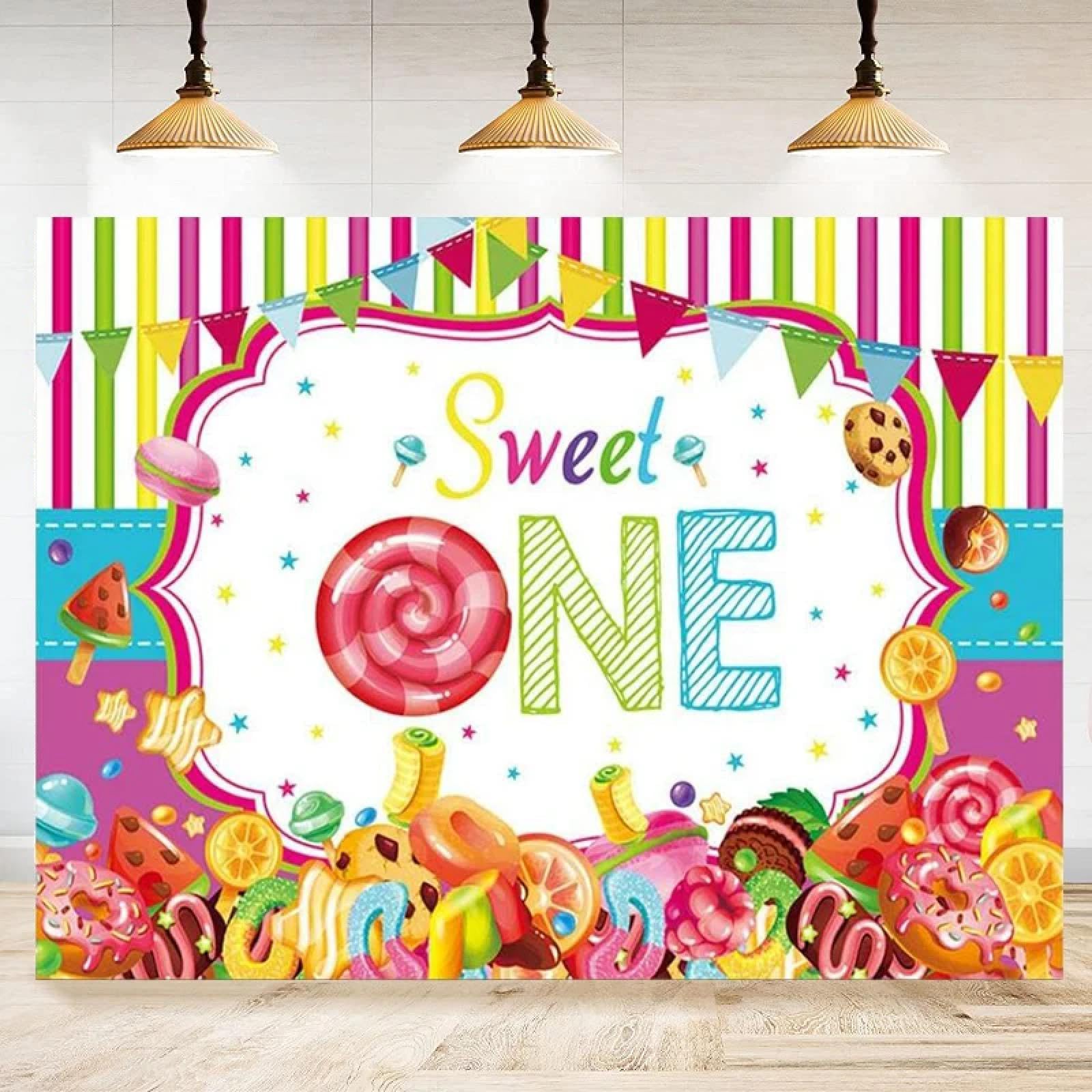 Fondo De Fotografía Rayas Coloridas Caramelo Dulce Bebé Niña Decoraciones Fondo Tema Dulce Fiesta Suministros Banner 440x300CM