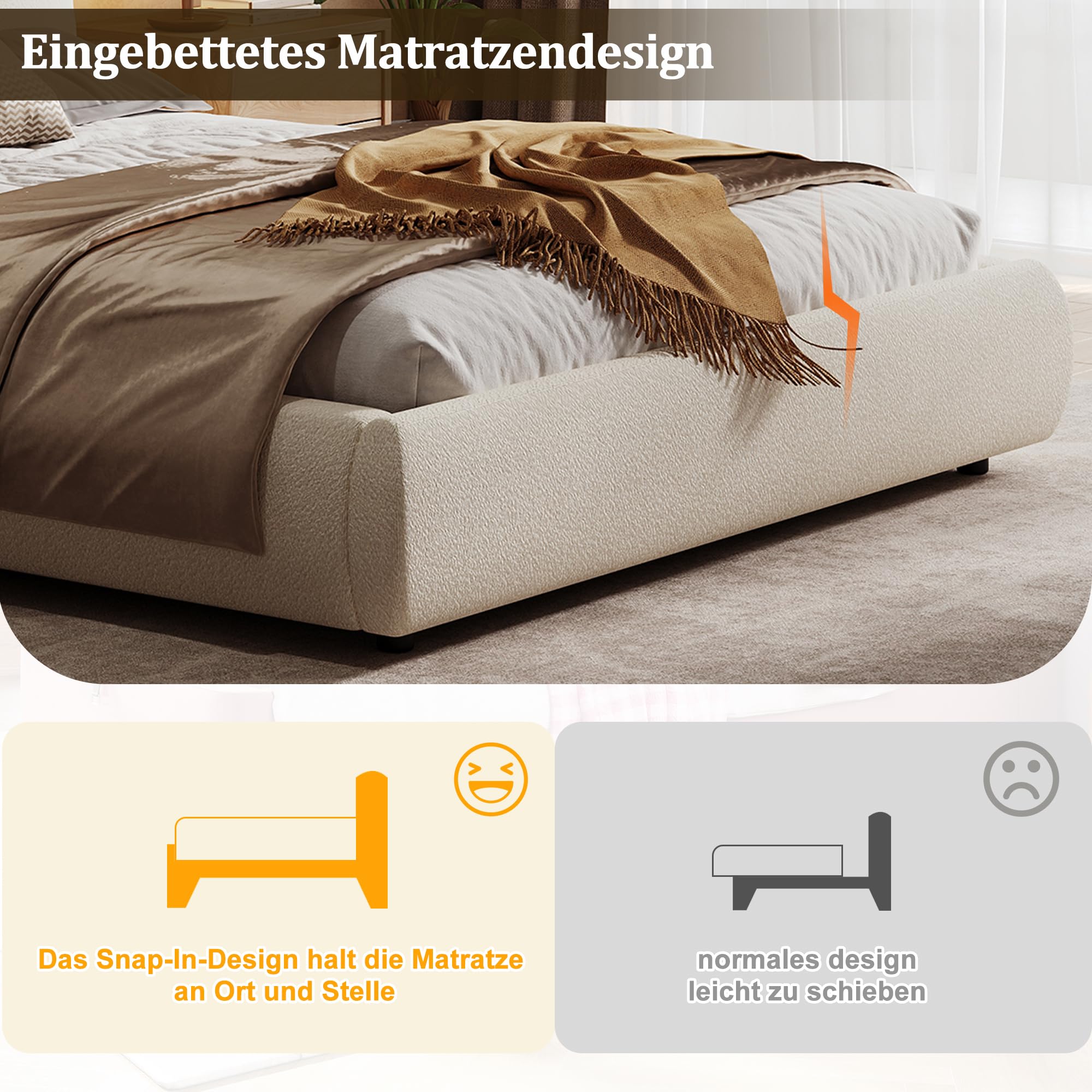 Cama tapizada, 160 x 200 cm, cama funcional hidráulica, somier, cabecero acolchado, gran espacio de almacenamiento, beige