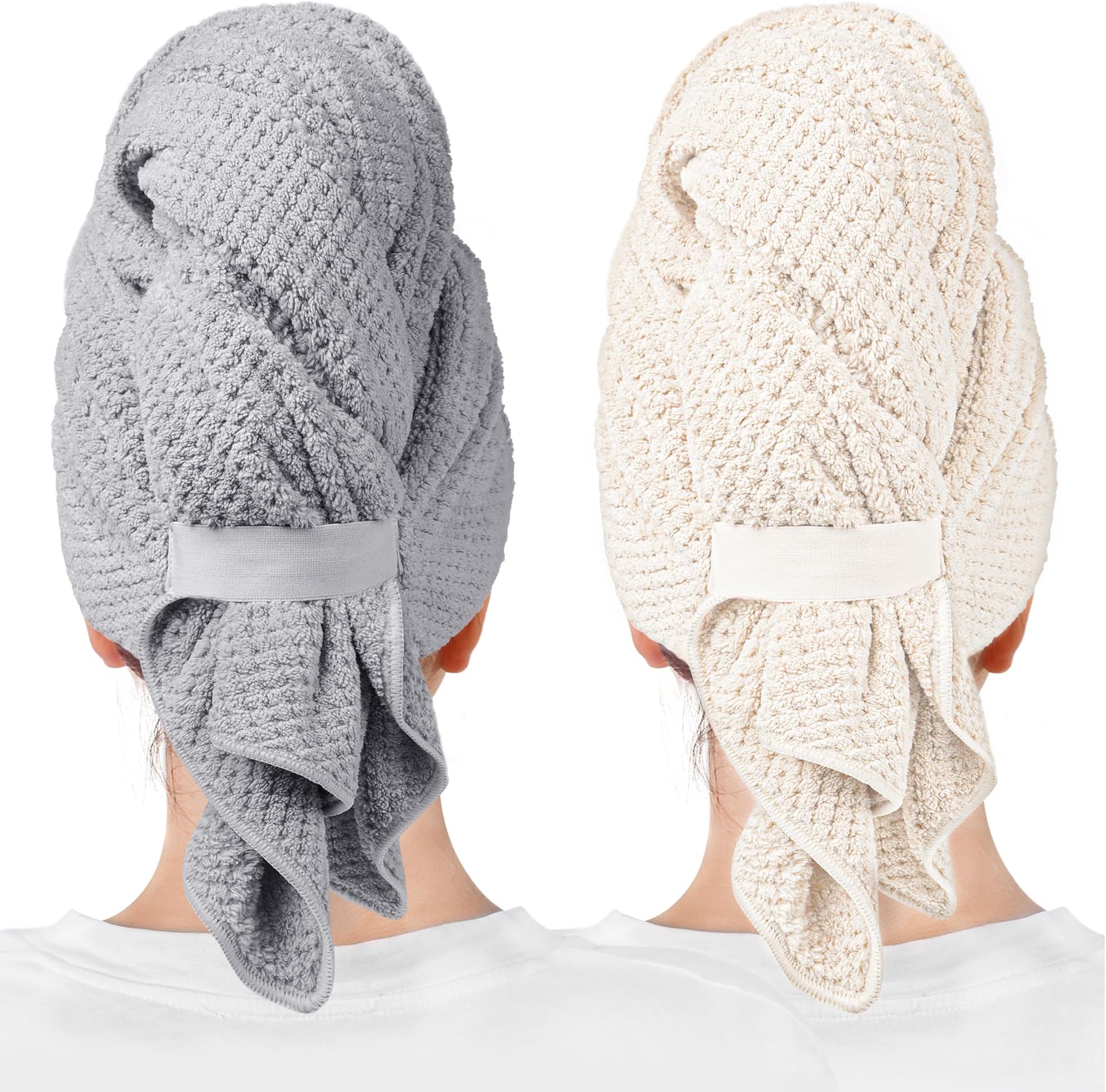 2-Pack Large Microfiber Hair Towel Wraps, Super Absorbent & Quick Dry - Anti-Frizz for Wet Curl & Straight Hair - 27.5''*39.4''