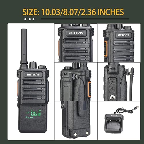 Miniatura 8 de Retevis RB89 Radio inalámbrica de dos vías, walkie talkies para adultos de largo alcance con micrófono, alta potencia, resistente, 2600 mAh, radios