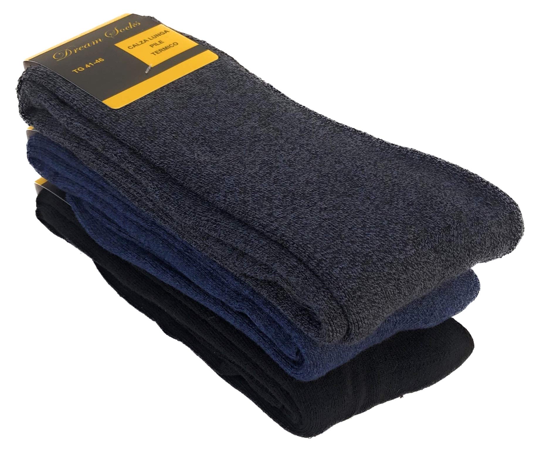 CALCETINES LARGO POLAR TÉRMICO HEAVY MOUNTAIN SKI NEGRO-AZUL-GRIS-ALTE A LA RODILLA