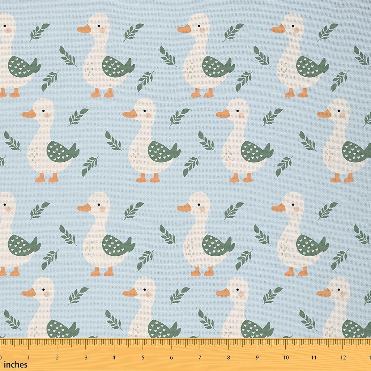 Wild Duck Fabric by The Yard,Kids Cartoon Animals Waterproof Fabrics,Farm Pet Rustic Leaves Fabric for Arts and Crafts Decor,Watercolor Kawaii Indoor Outdoor Fabric,3 Yards,108" L x 59" W