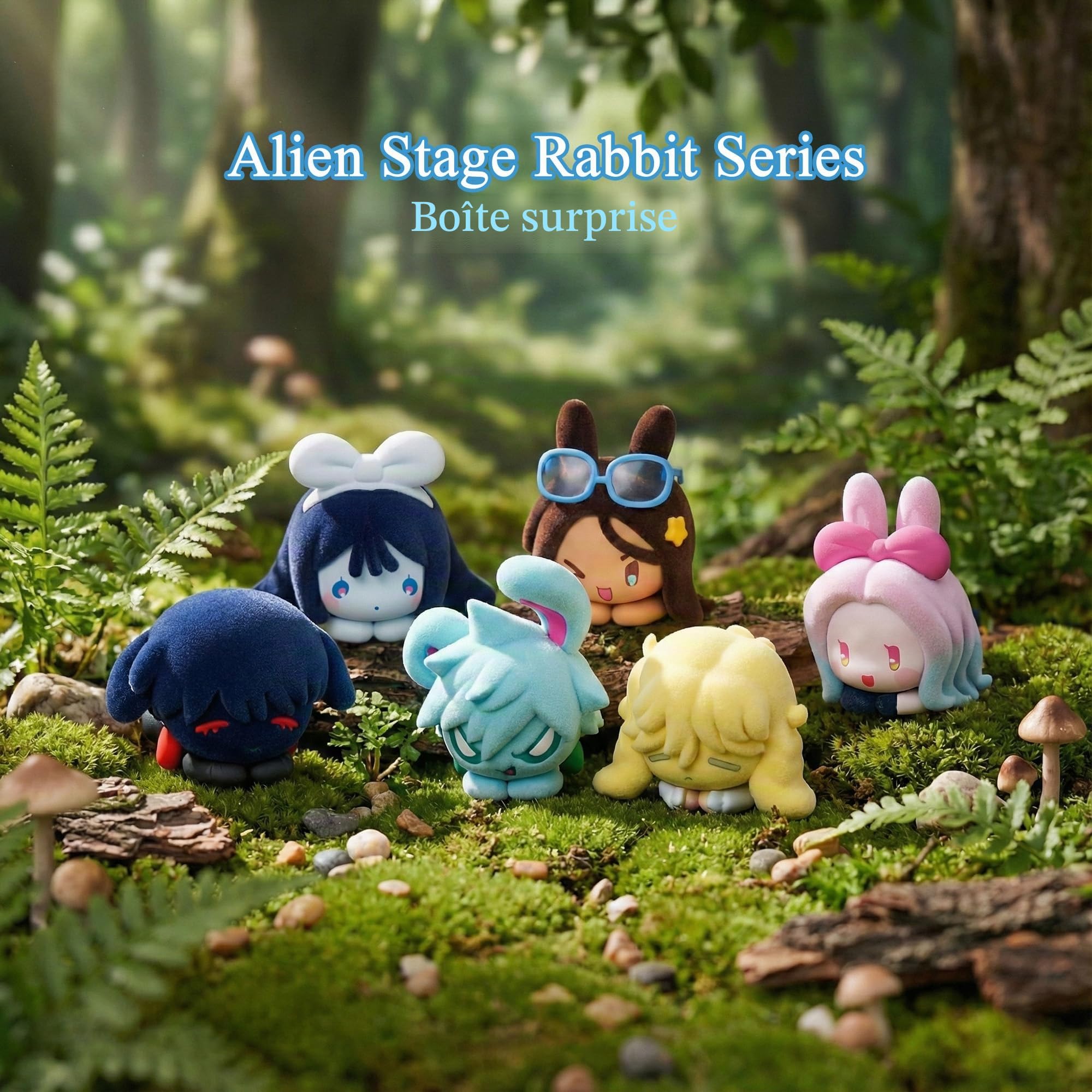 Alien Stage Bunny Series Blind Box Figurines, Anime ALNST sous Licence Officielle Mystery Figurines (Ensemble Complet, Contient Les 6 Personnages)
