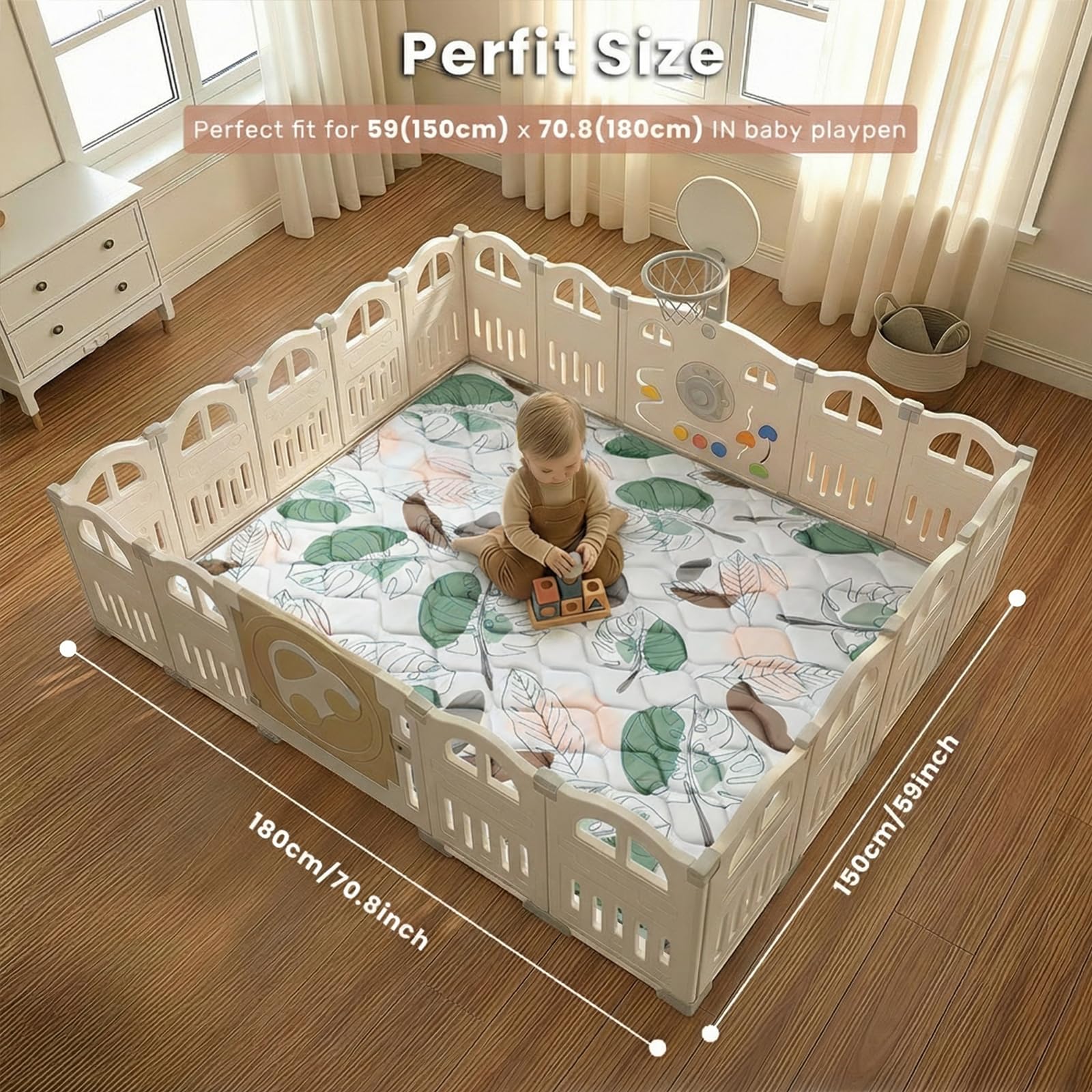UBRAVOO Baby-Spielmatten, Krabbel-Laufgittermatte, Schaumstoff-Spielmatte für Babys und Kleinkinder, faltbare Krabbelmatten, rutschfest und maschinenwaschbar (Tropischer Regenwald, 180cm*150cm)