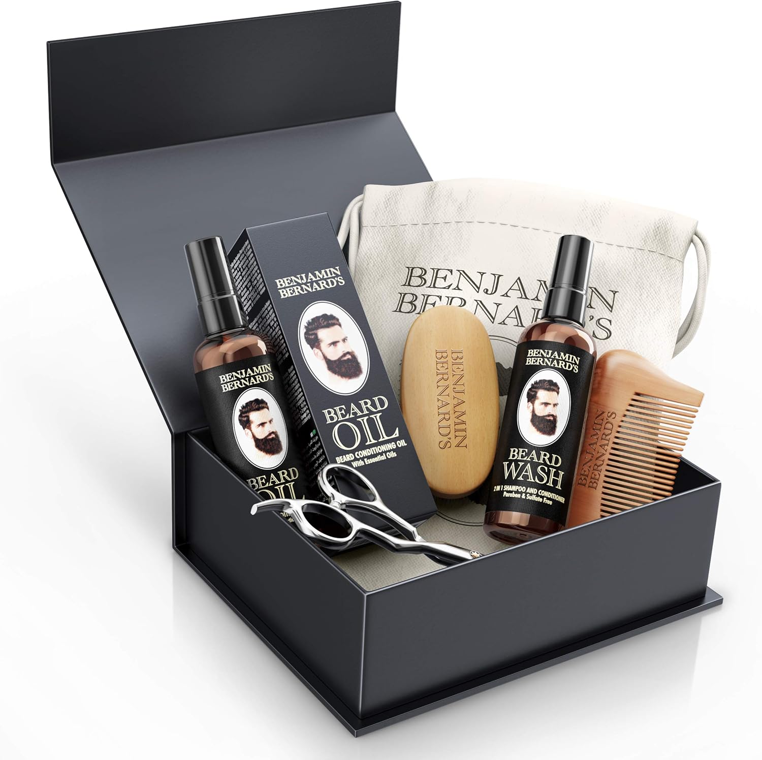 Beard Grooming Kit by Benjamin Bernard - Beard Oil, Wash, Comb ...