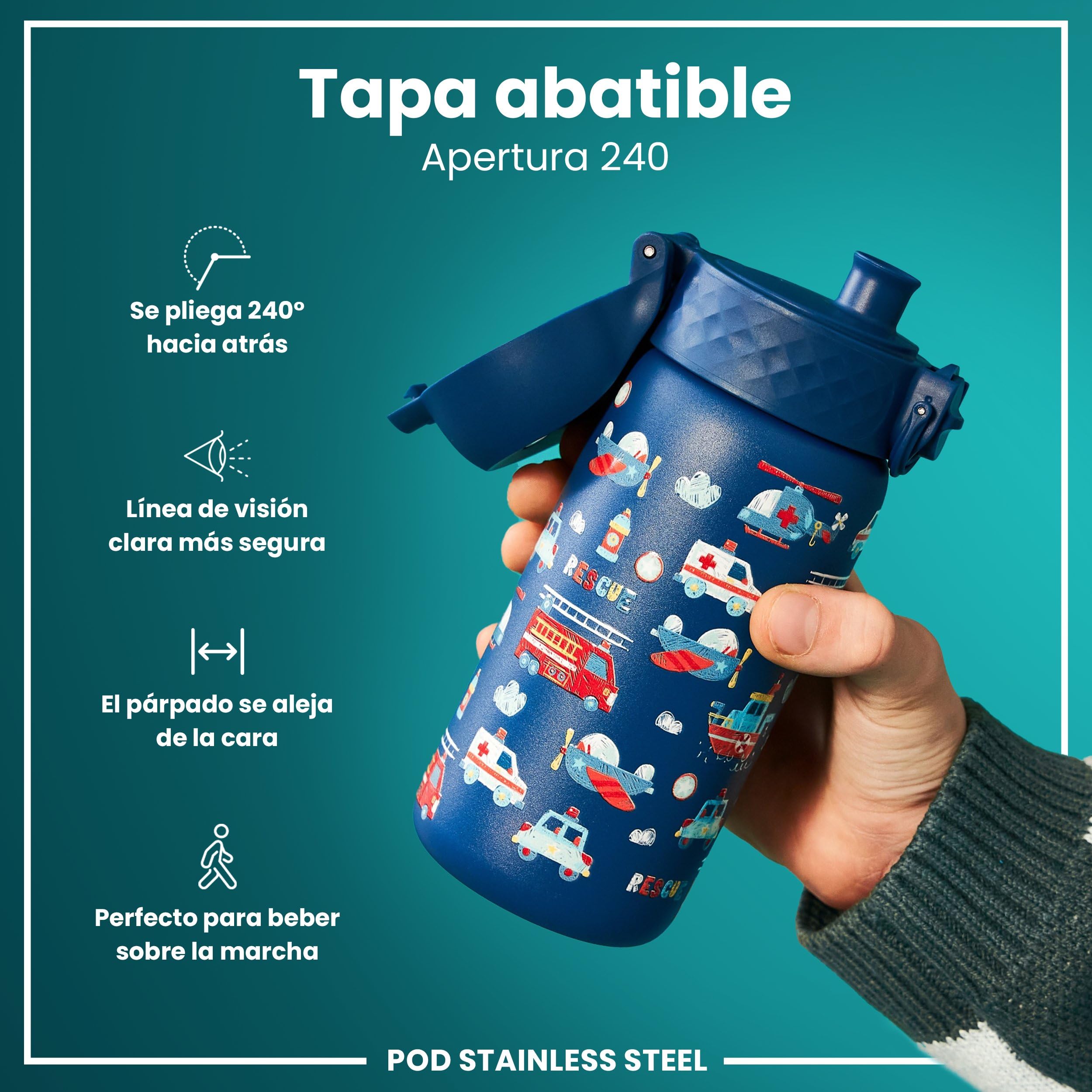 ion8 Botellas de Agua, a Prueba de Fugas, Fácil de Abrir, Cierre Seguro, Apta para Lavavajillas, Libre de BPA, Tapa Higiénica Abatible, Asa de Transporte, Fácil Limpieza