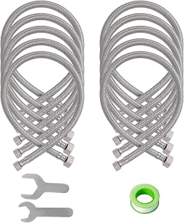 (10 Pack) SUNGATOR 16 Inch Faucet Supply Lines, 3/8" Female Comp Thread x 1/2" FIP Thread Sink Hose, 16" Stainless Steel Braided Faucet Supply Line for Bathroom, with 2 Wrenches and 1 Sealing Tape