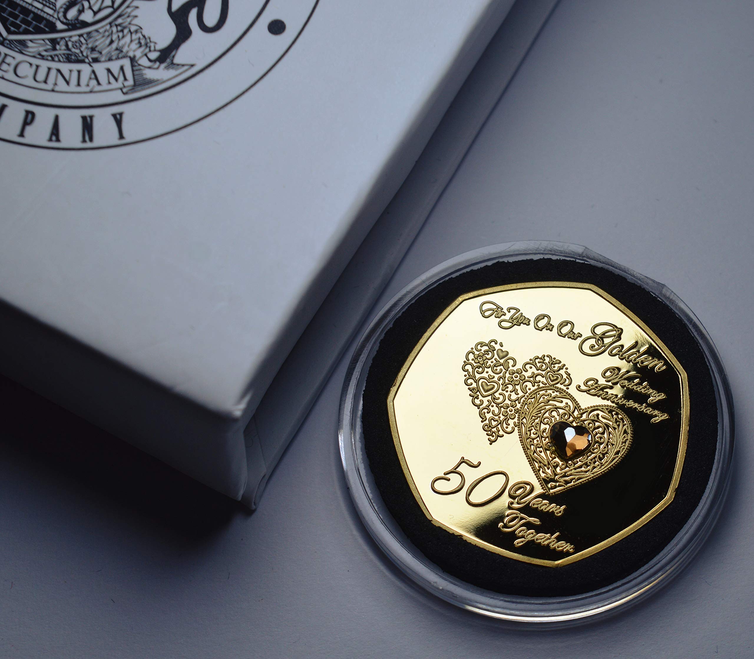 The Commemorative Coin Company For You On Our 50TH GOLDEN WEDDING ANNIVERSARY 24ct Gold Commemorative with Diamante Gemstone. Capsule & Presentation Box. Gift/Present, 50 Fifty Fiftieth