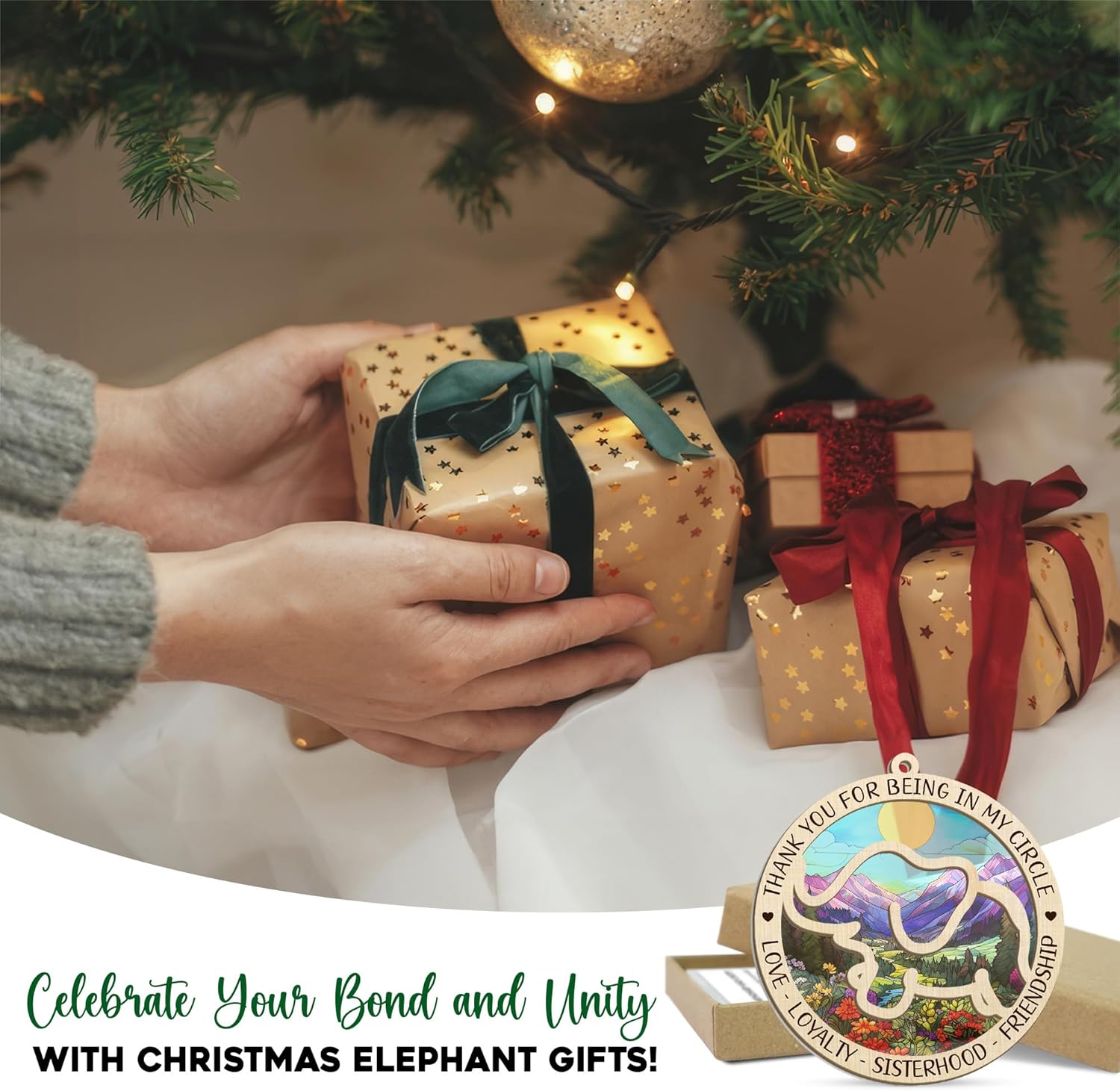 GEEMBI Friend Ornaments for Women - Elephant Suncatcher Christmas Ornaments 2025 for Tree Decorations - Friendship Birthday Elephant Valentines Galentines Day Gifts for Women Friends, Bestie BFF Gifts - Image 7