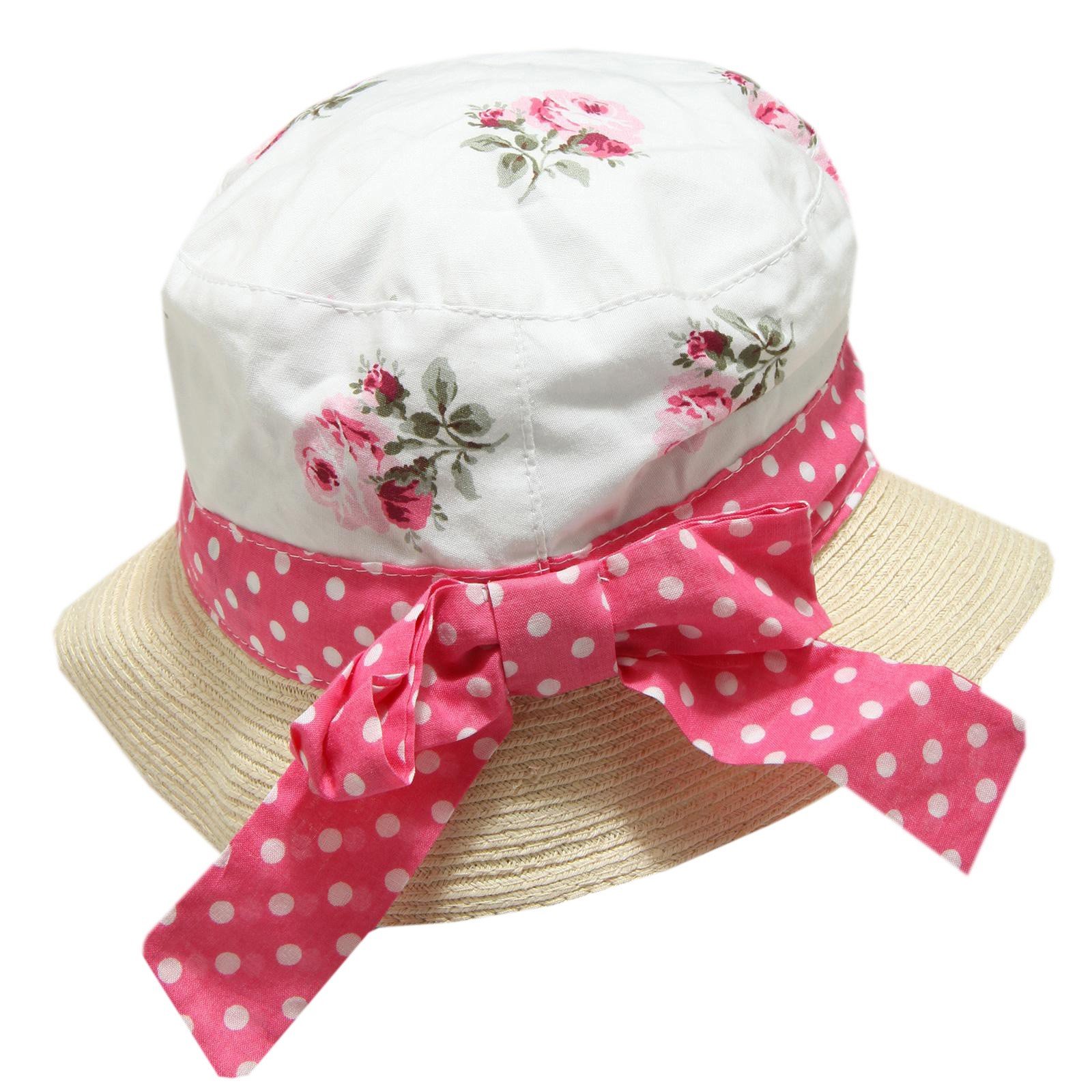 SIMONETTA 6222G cappello bimba bianco rosa mini cotone paglia hat kids