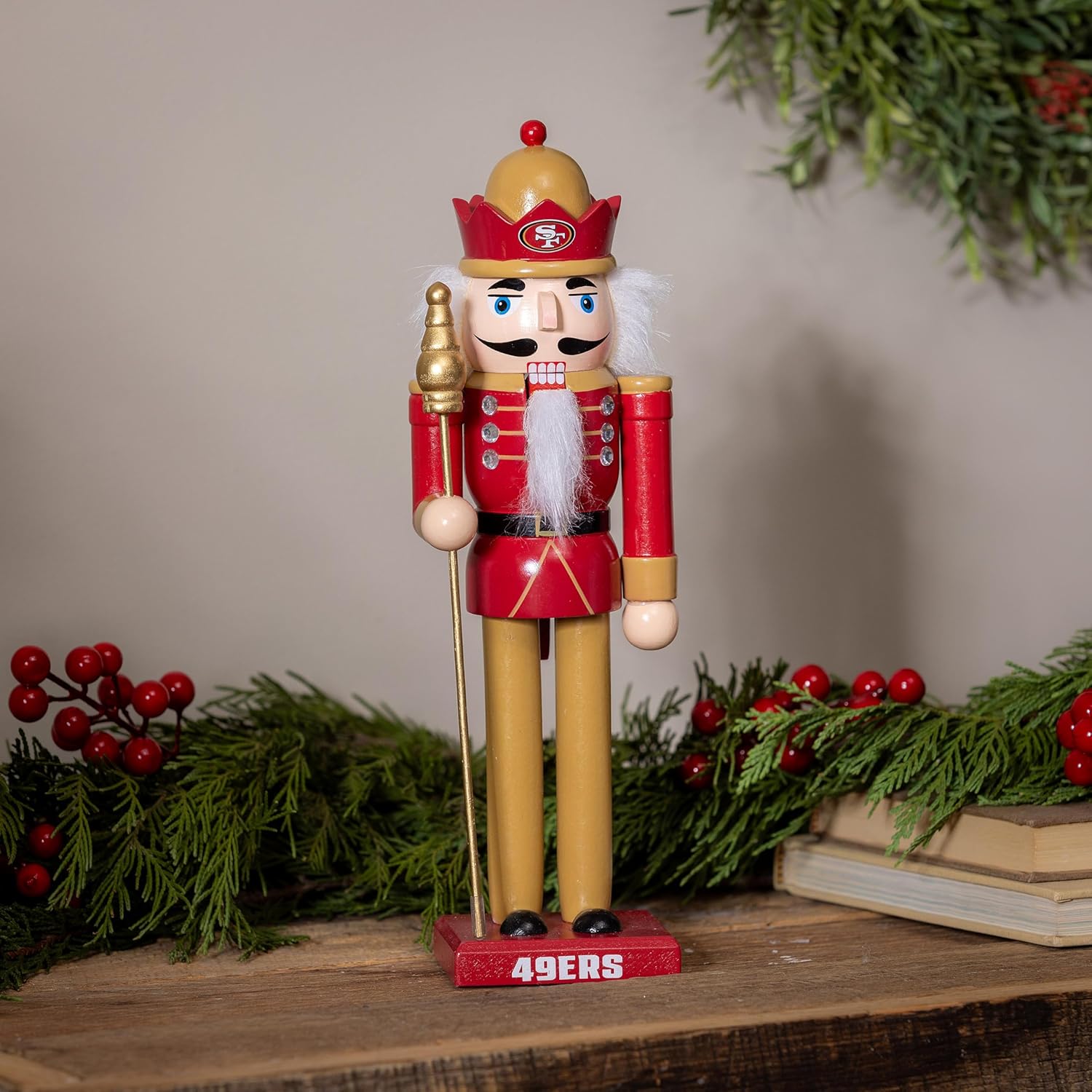 NFL Nutcracker Statue, 12 Inch Wooden Christmas Nutcracker Figure, Holiday Tabletop & Shelf Décor, Festive Home Decoration and Gift for Football Fans & Collectors (Washington Commanders)
