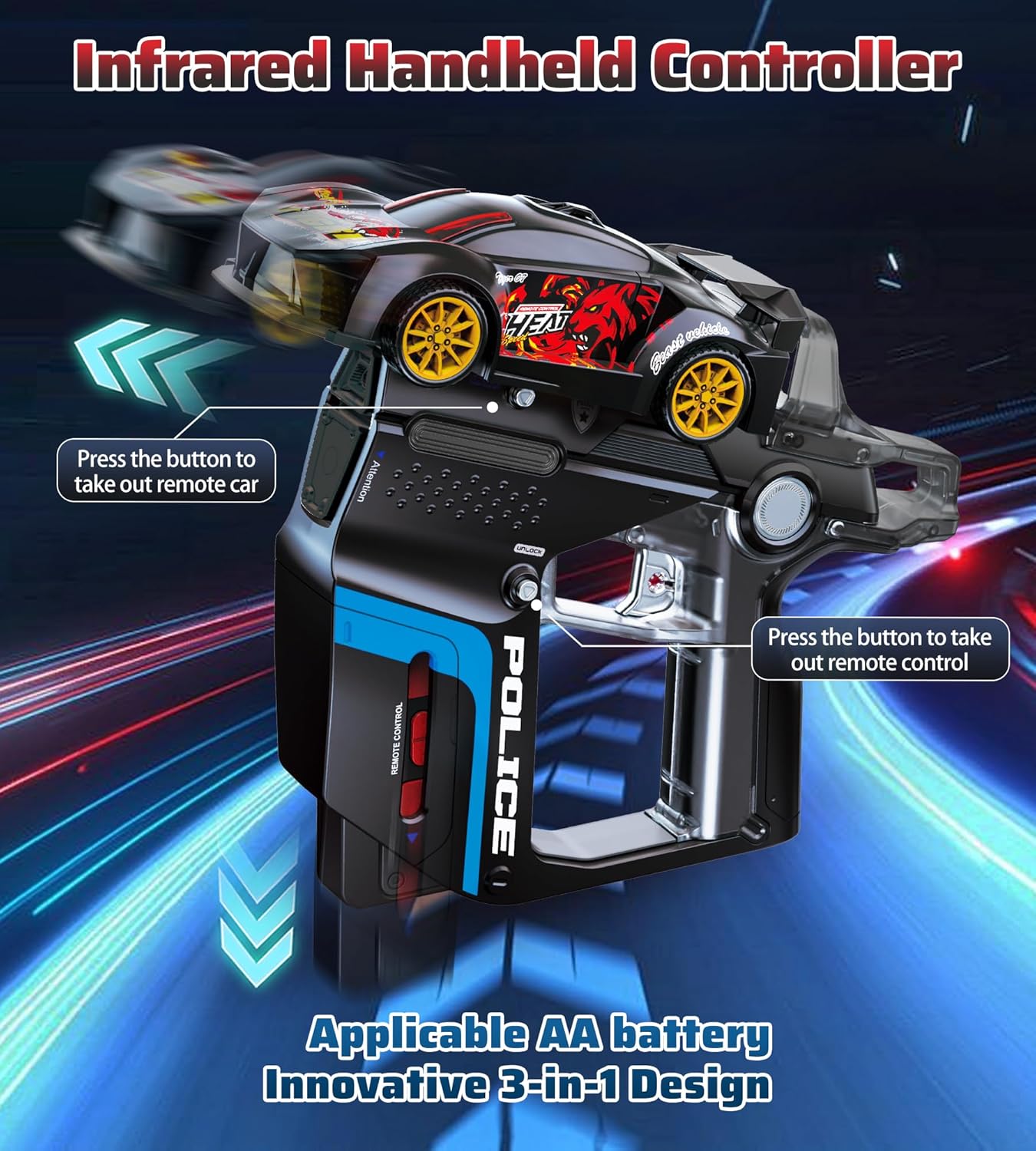 Interactive Battle RC Car Set - RC Drift Car Innovative Ejection Launcher with Dual Remotes, 2.4G Sensor Chase Game, Parent-Child Interactive Toy Car, for Kids Ages 6+
