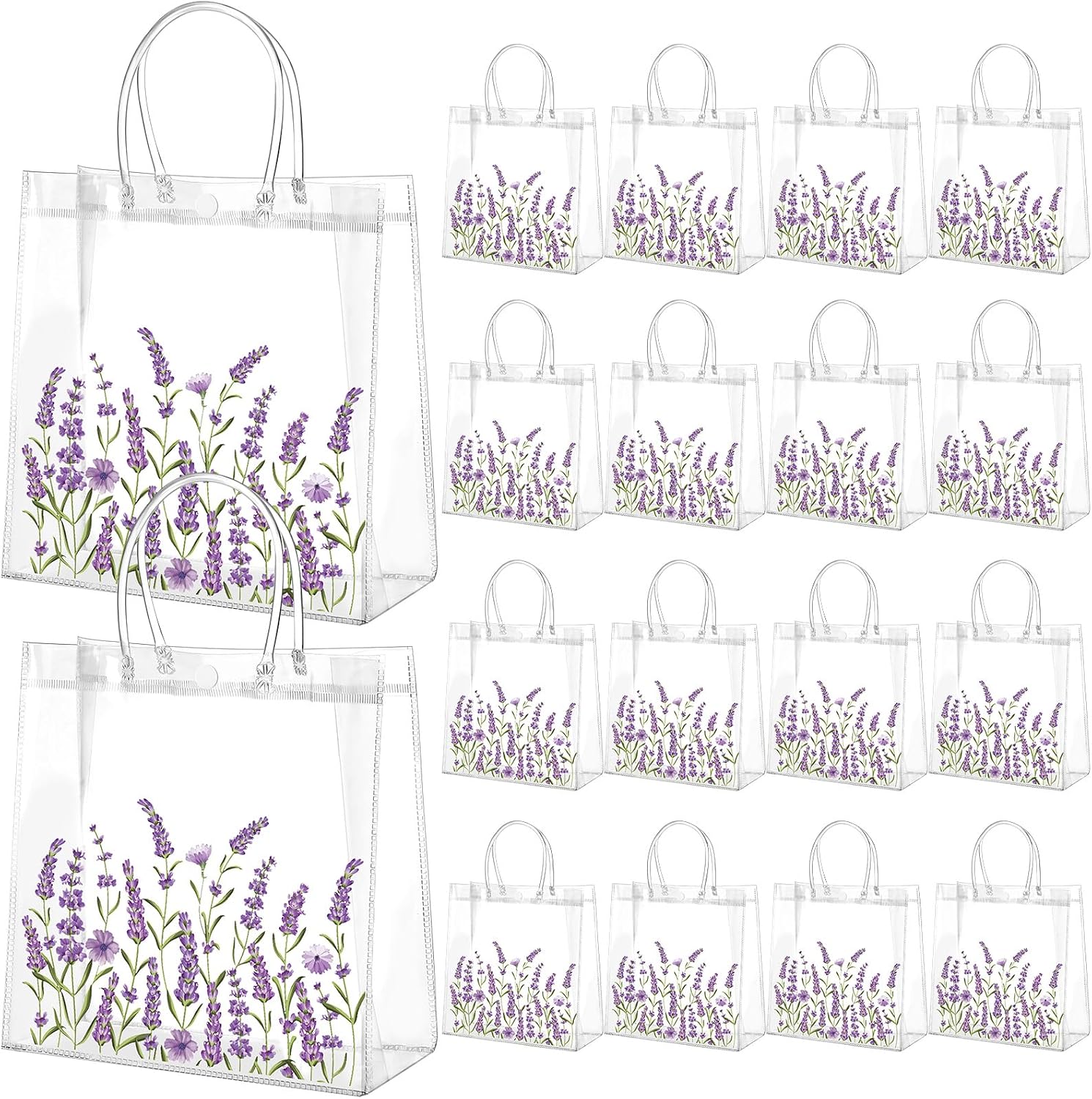 Resholder 24 Pcs Lavender Clear PVC Gift Bags Purple Themed Party Supplies