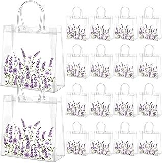 Resholder 24 Pcs Lavender Clear PVC Gift Bags Purple Themed Party Supplies