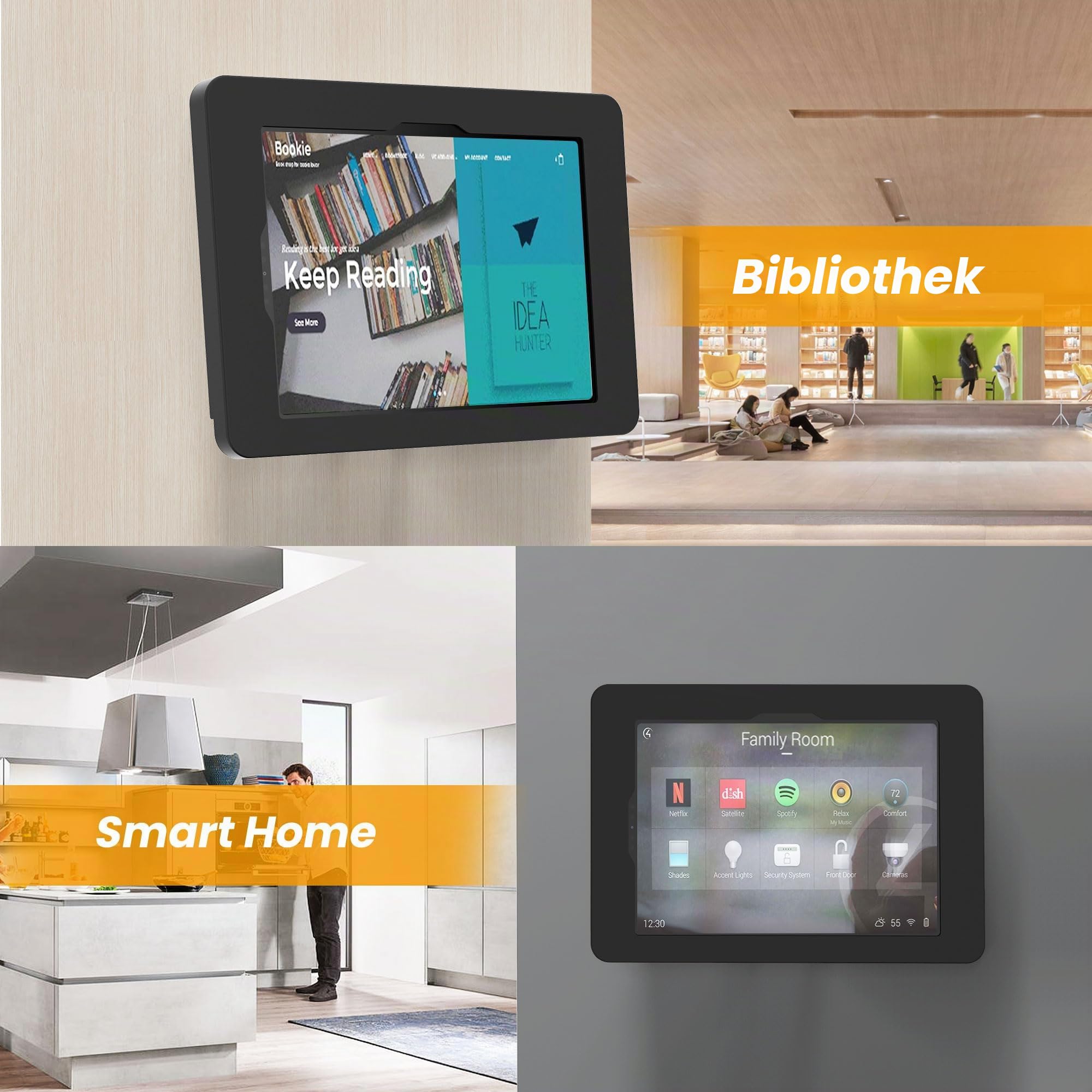 Tablet Wandhalterung Kompatibel mit iPad 10, iPad Pro 11" 1 2 3 4, iPad Air 4 5, iPad Air 11", Sicher mit Schloss, BSW101BA