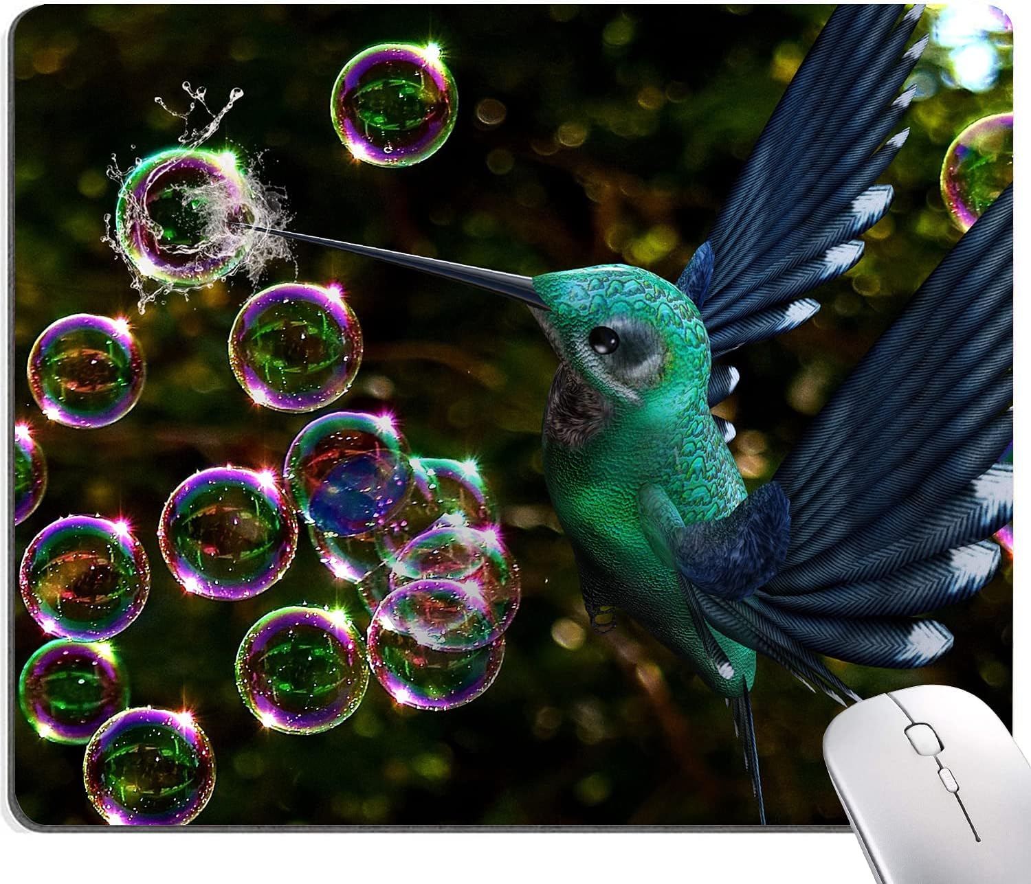 Hokafenle Hummingbird Mouse Mat - Square Waterproof Non-Slip Rubber Base Mouse Pad for Office & Home Laptop