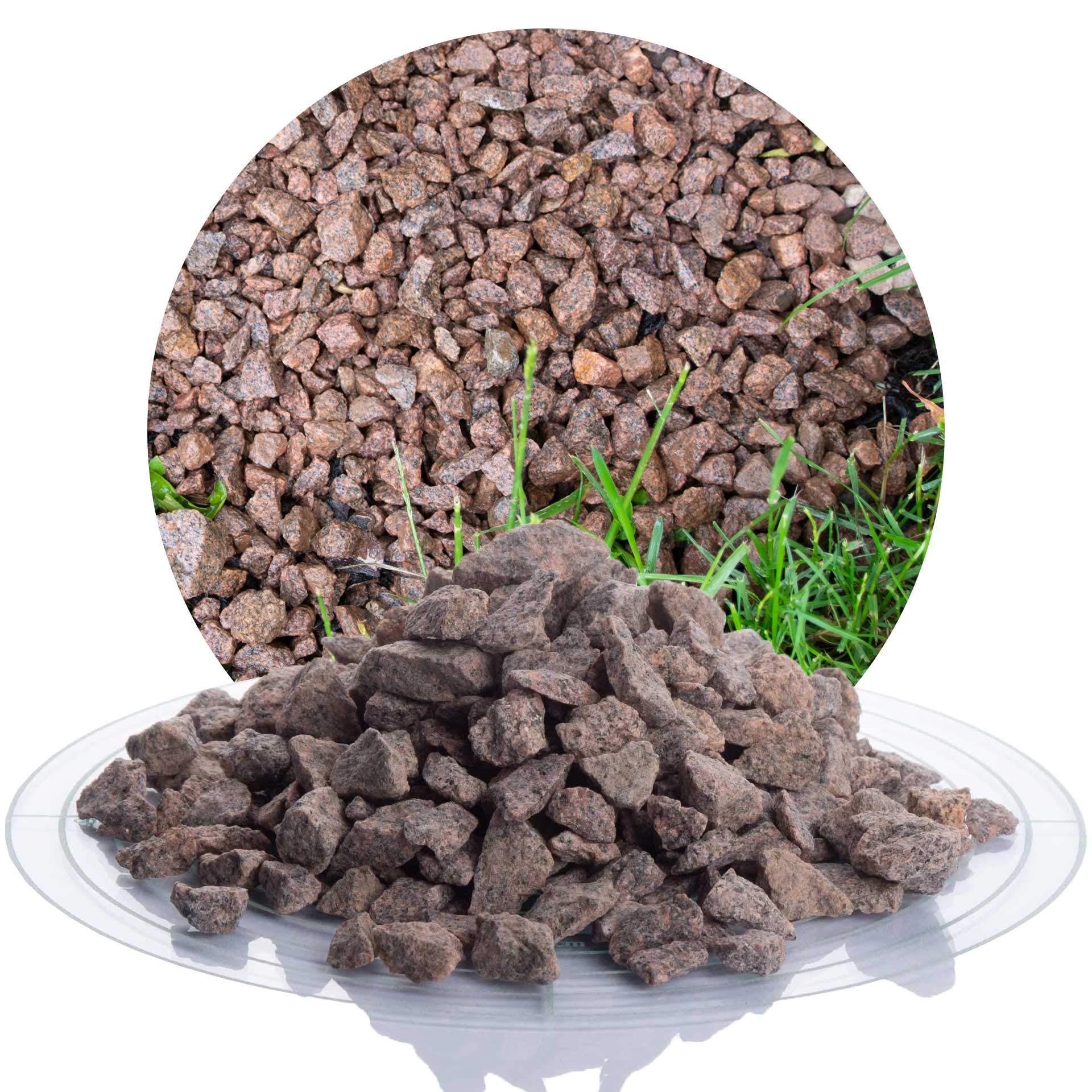 Schicker Mineral Granit Ziersplitt rot 25 kg, ideal zur Gartengestaltung, Bordeaux roter Naturstein, Splitt, robust, witterungsbeständig, Steingarten, Weg- und Terrassengestaltung (8-16 mm)