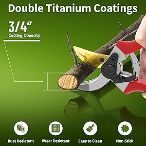 HeyPX Bypass Pruning Shears, 8.5" SK5 Professional Garden Shears, Garden Clippers, Gardening Shears, Garden Scissors, Heavy Duty Handheld Pruning Shears For Gardening