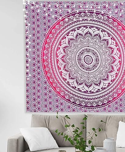 Vista 184 de Popular Handicrafts Tapestry Wall Hanging Hippie Ombre Mandala Bohemian HippyMetallic Shine Intricate Indian Tapestries Bedspread 84 x 90 Inches