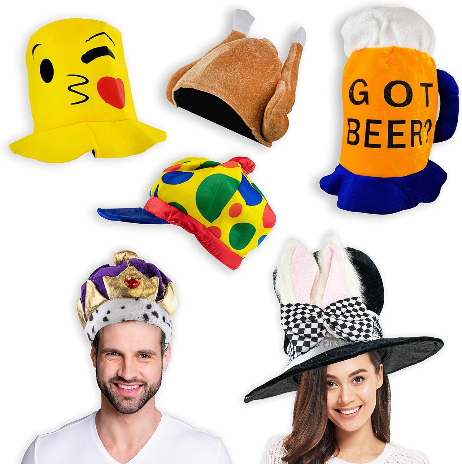 Upper Midland Products 6 Costume Hats Silly Hats Funny Hats