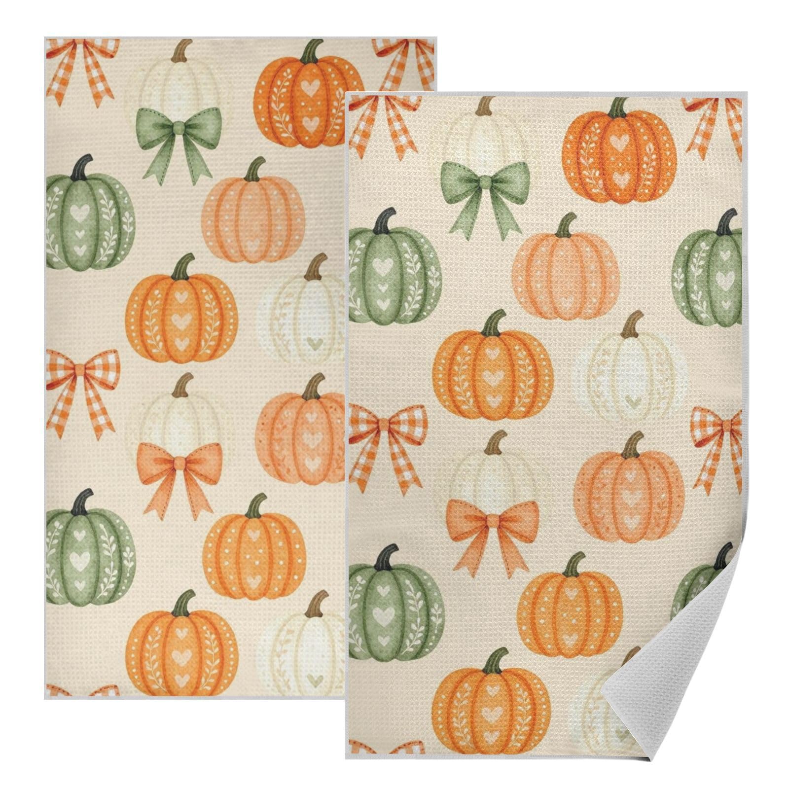 Toallas para cocina con lazo de calabaza que llenan de calidez y estilo otoñal tu hogar