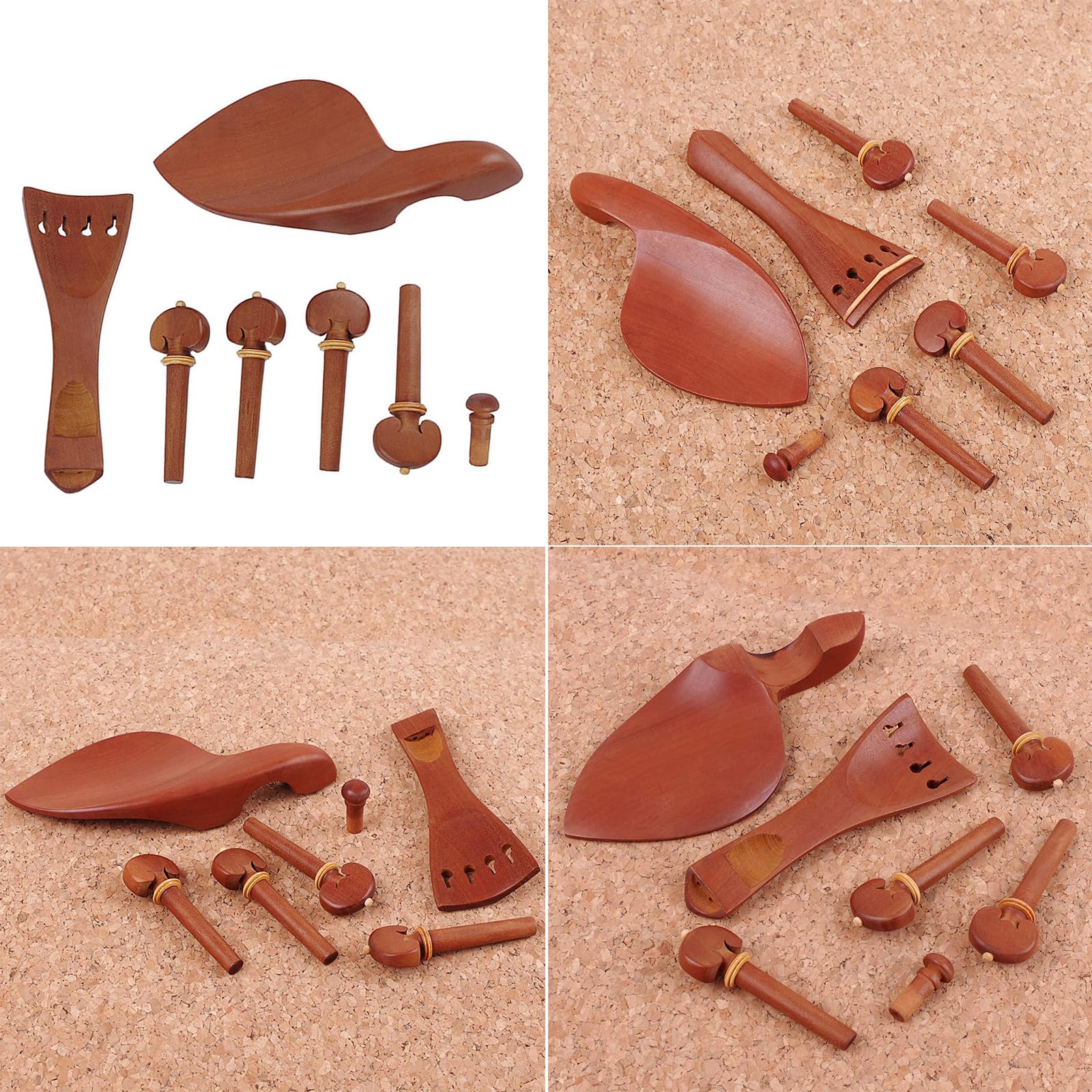 Un Set Di Accessori Per Violino In Ebano Cordiera Trafile 4 Pioli Parti Della Manopola Della Mentoniera 4/4 3/4 1/2 1/4 Accessori Per Violino (Size : 4/4 - Foto 12