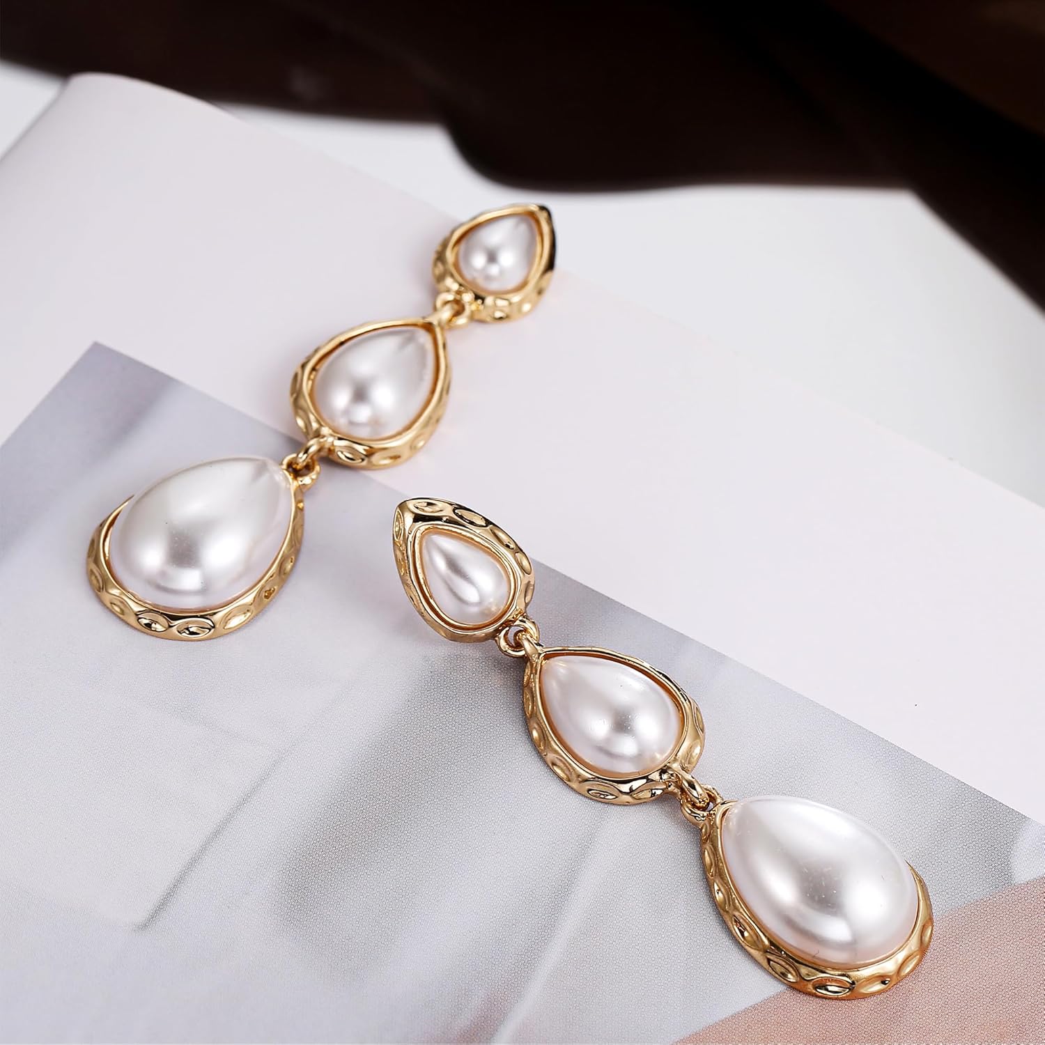 Pearl Dangle Earrings for Women Trendy Dainty Teardrop Earrings Lightweight Wedding Earrings Jewelry - Image 5