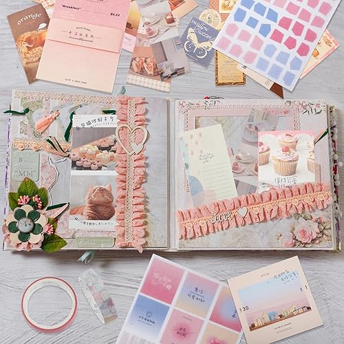 Miniatura 6 de Crtiin Kit de 1388 piezas de suministros para álbumes de recortes, kit de álbumes de recortes estéticos de Navidad, suministros de diario para