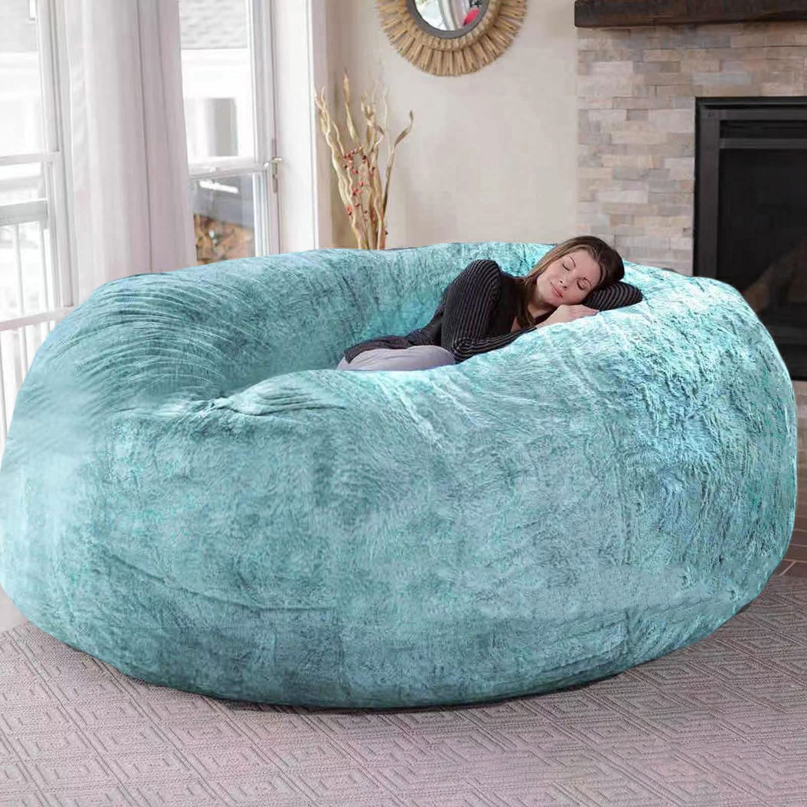 QDY5/6/7 Giant Bean Bag Chair Soft Fluffy Lazy Sofa Lounge for Kids and Adults, Washable Living Room Furniture for Home Garden - Without Filling