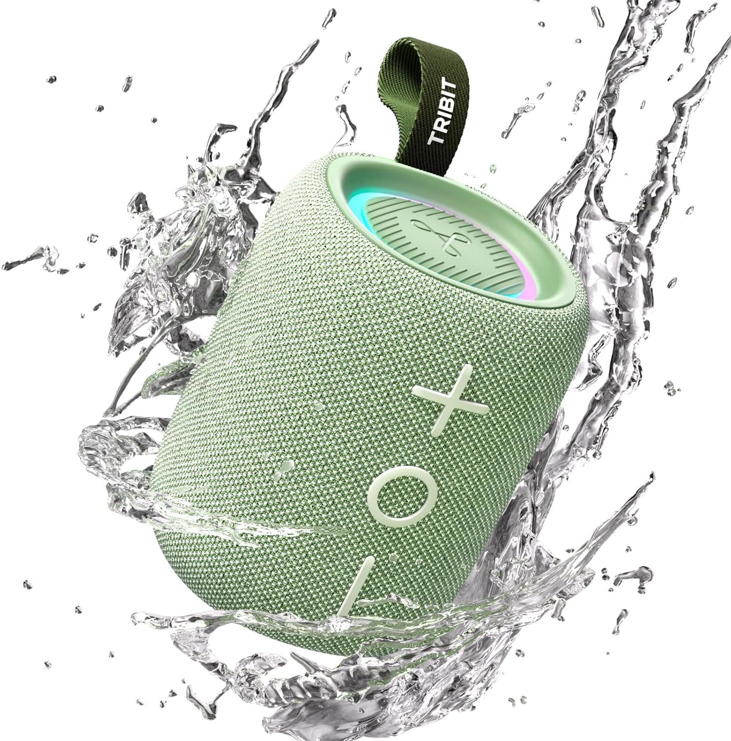 Tribit Bluetooth Speaker StormBox Mini+, 12W Shower Speaker with 360° Sound, 12H Playtime, Custom EQ, BT5.4, IPX7 Waterproof, RGB Lights, Type-C, AAC/SBC, TWS, Portable for Camping/Backyard (Green) - Image 2
