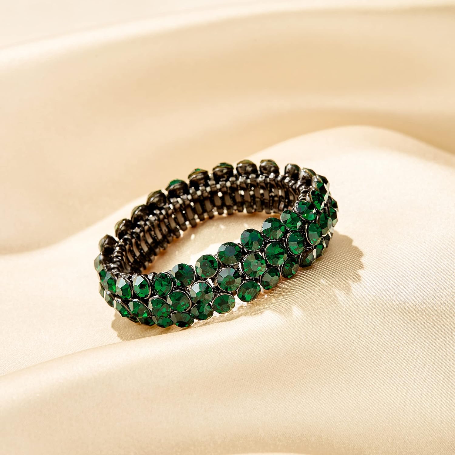 Flyonce Bridal Bracelet for Wedding, Sparkly Crystal Rhinestone Stretch Bracelets for Women - Image 4