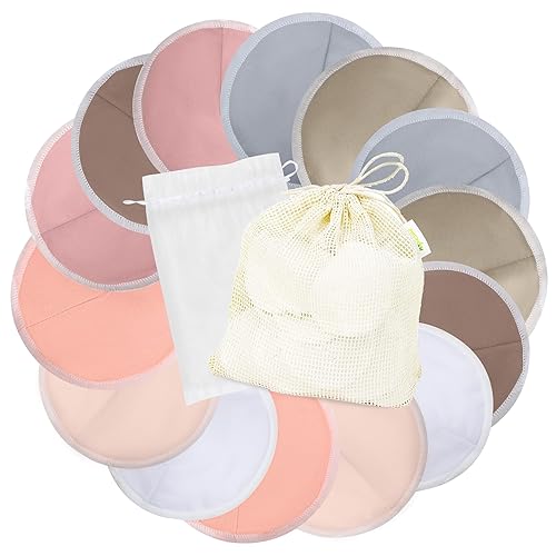 Miniatura 14 de wegreeco Almohadillas para lactancia materna (paquete de 14) + bolsa de lavandería y bolsa de almacenamiento de viaje, opción de 4.7 pulgadas, Pasta