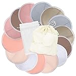wegreeco Nursing Breast Pads (14 Pack) + Laundry Bag & Travel Storage Bag, 4.7 inch - Washable & Reusable Breastfeeding Nursing Pads (Mild, Large, Contoured Shape)