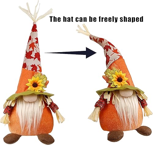 Miniatura 3 de winemana Thanksgiving Decorations Set of 2 Gnomes with LED Lights, Swedish Tomte Gnomes Dwarf Tabletop Decor for Fall Harvest Home Kitchen Decor