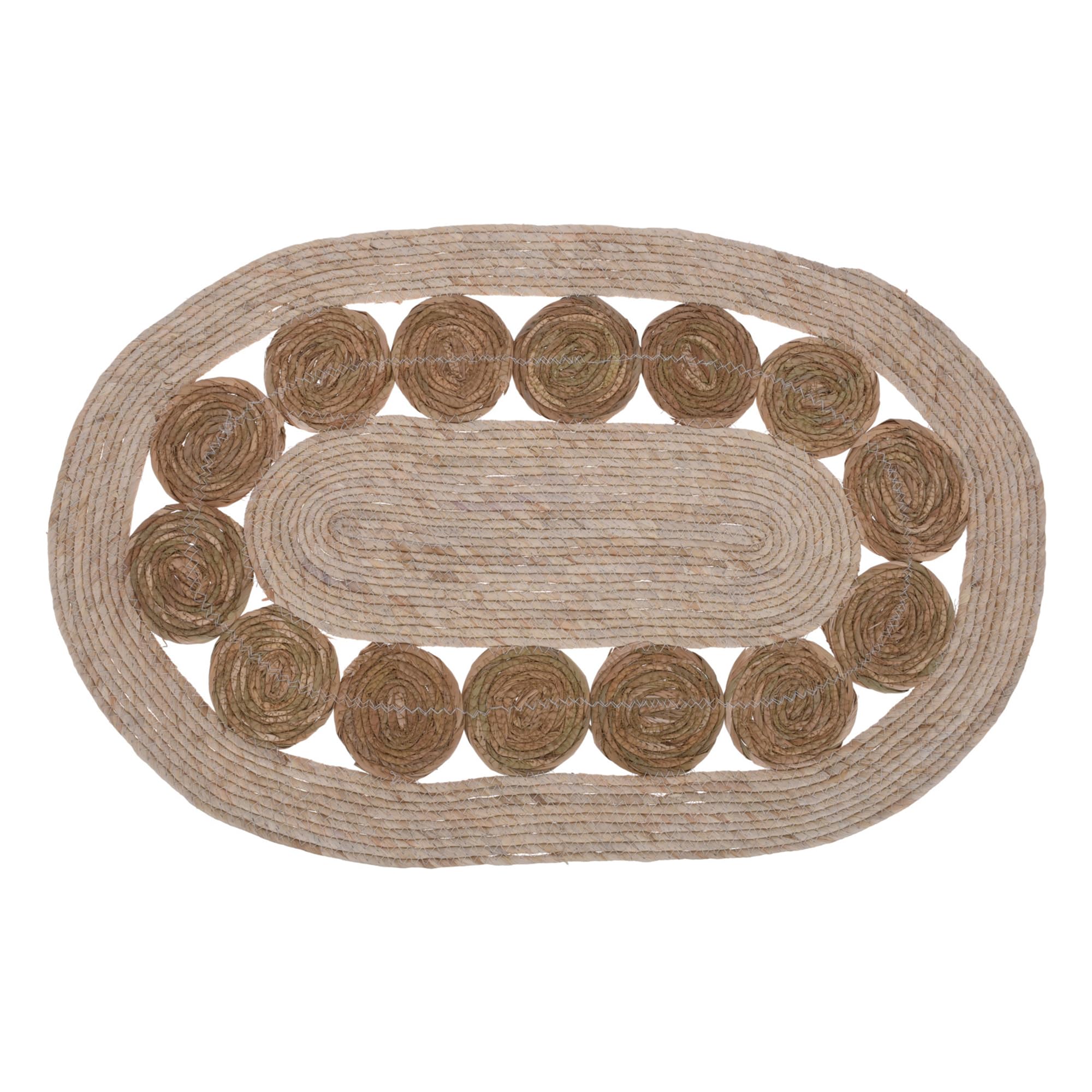 Well Home Mobiliario & Decoración Alfombra Ovalada De Hoja De Totora Y Maíz 80X50cm