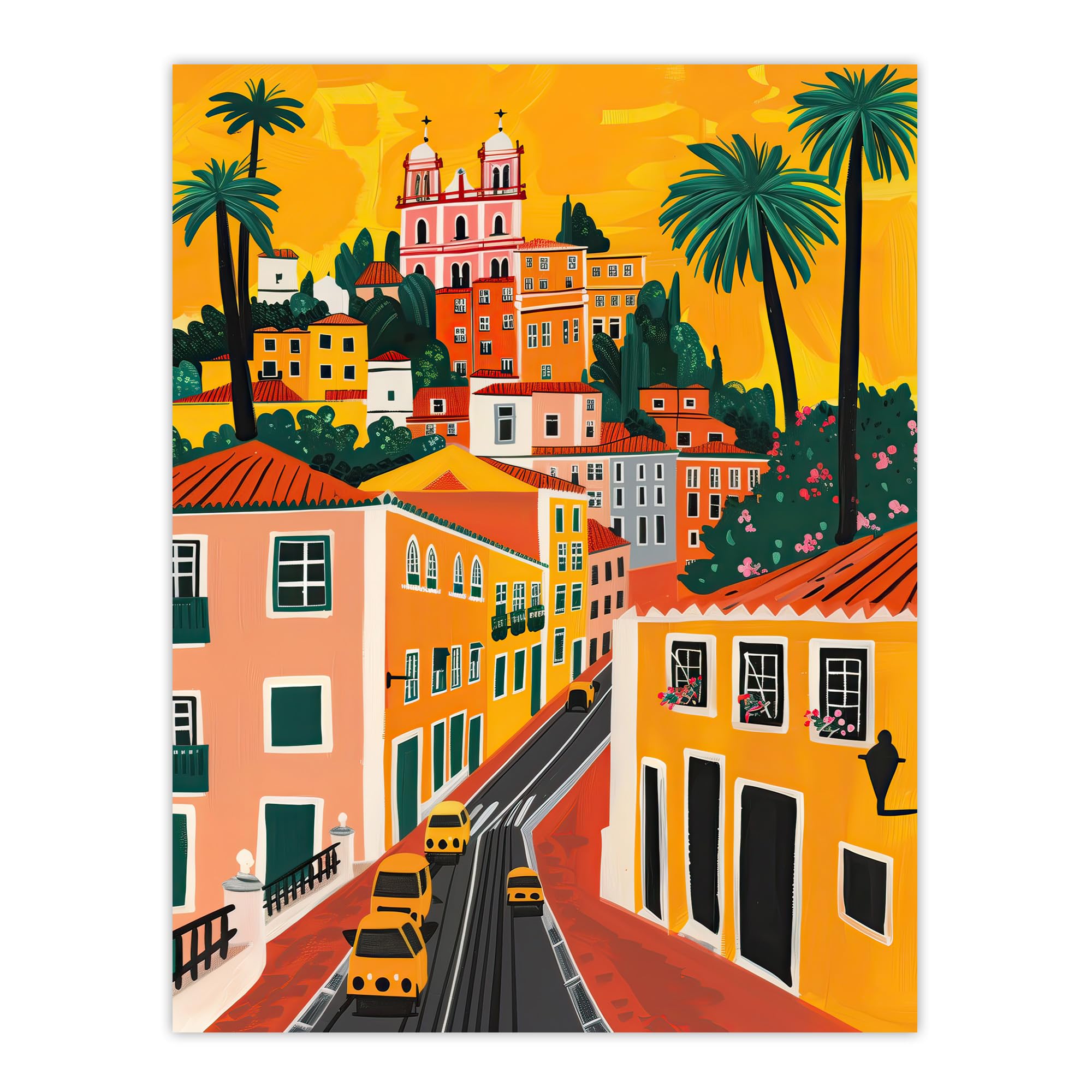Mexico City Santa Prisca Church Cityscape Sunset Wall Art Poster Print