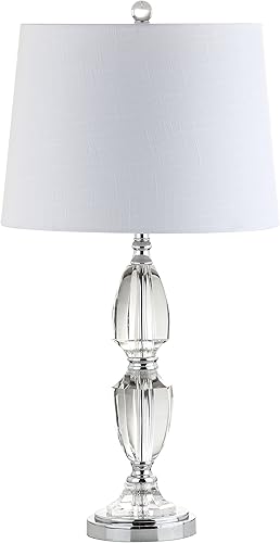 Miniatura 7 de JONATHAN Y JYL2039A - Lámpara de mesa tradicional de cristal de 27 pulgadas, lámpara de noche transparente y cromada para sala de estar, mesita de