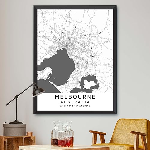 Mapa de Melbourne, Australia, Light 2 (8x10)