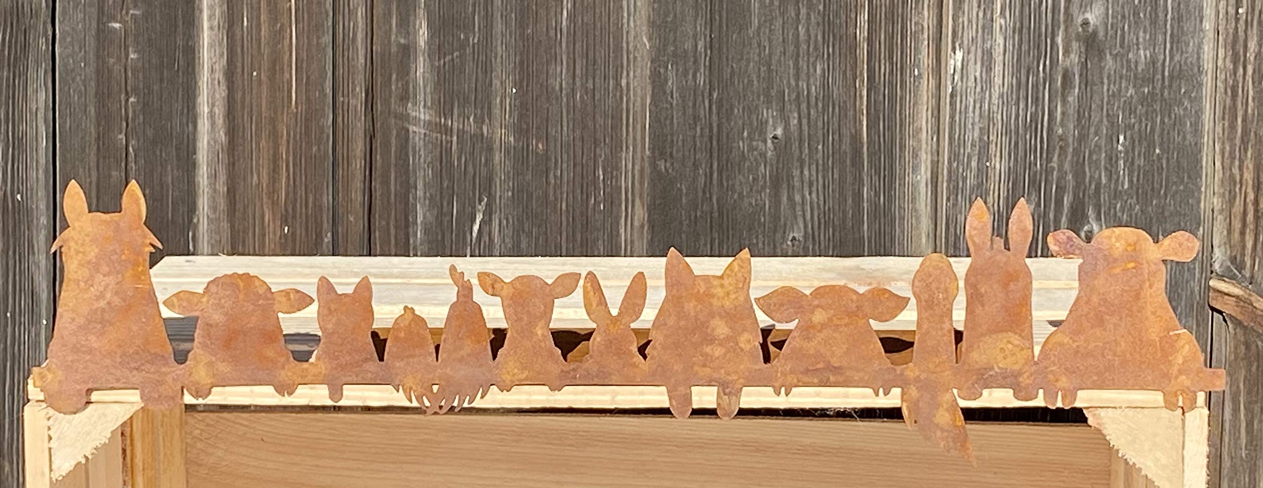 Rostalgie Gartenfigur Tiere Aus Metall – Ca. 50x12 Cm, Edelrost-Optik, Deko Für Drinnen Und Draußen