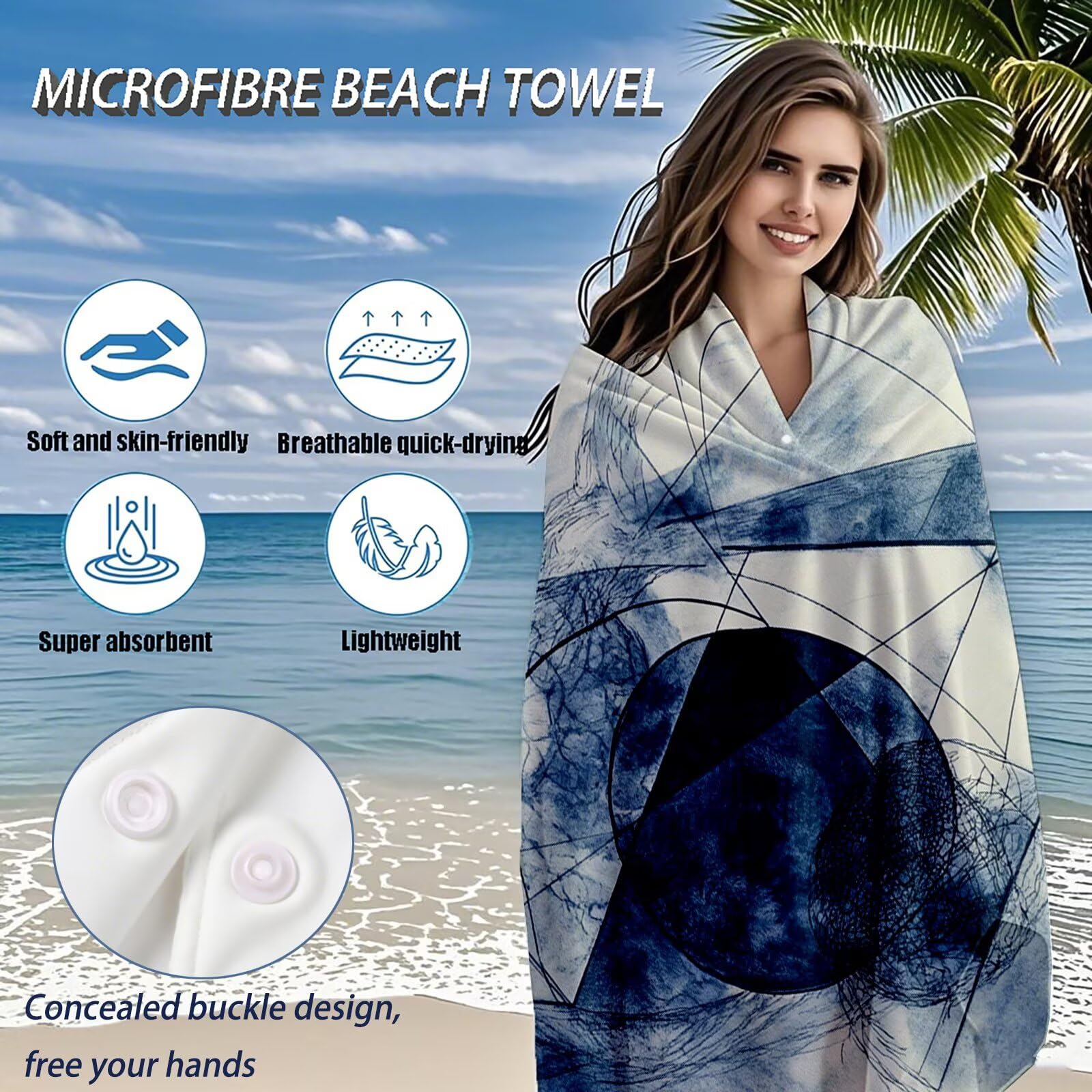 Toallas de Playa Microfibra Abstracto Toalla Playa Grande 180x90 cm Mujer Hombre Secado Rápido Absorbente Toallas Gimnasio Suave Sin Arena Toalla Microfibra para Playas Piscina Viajes Camping Q-567