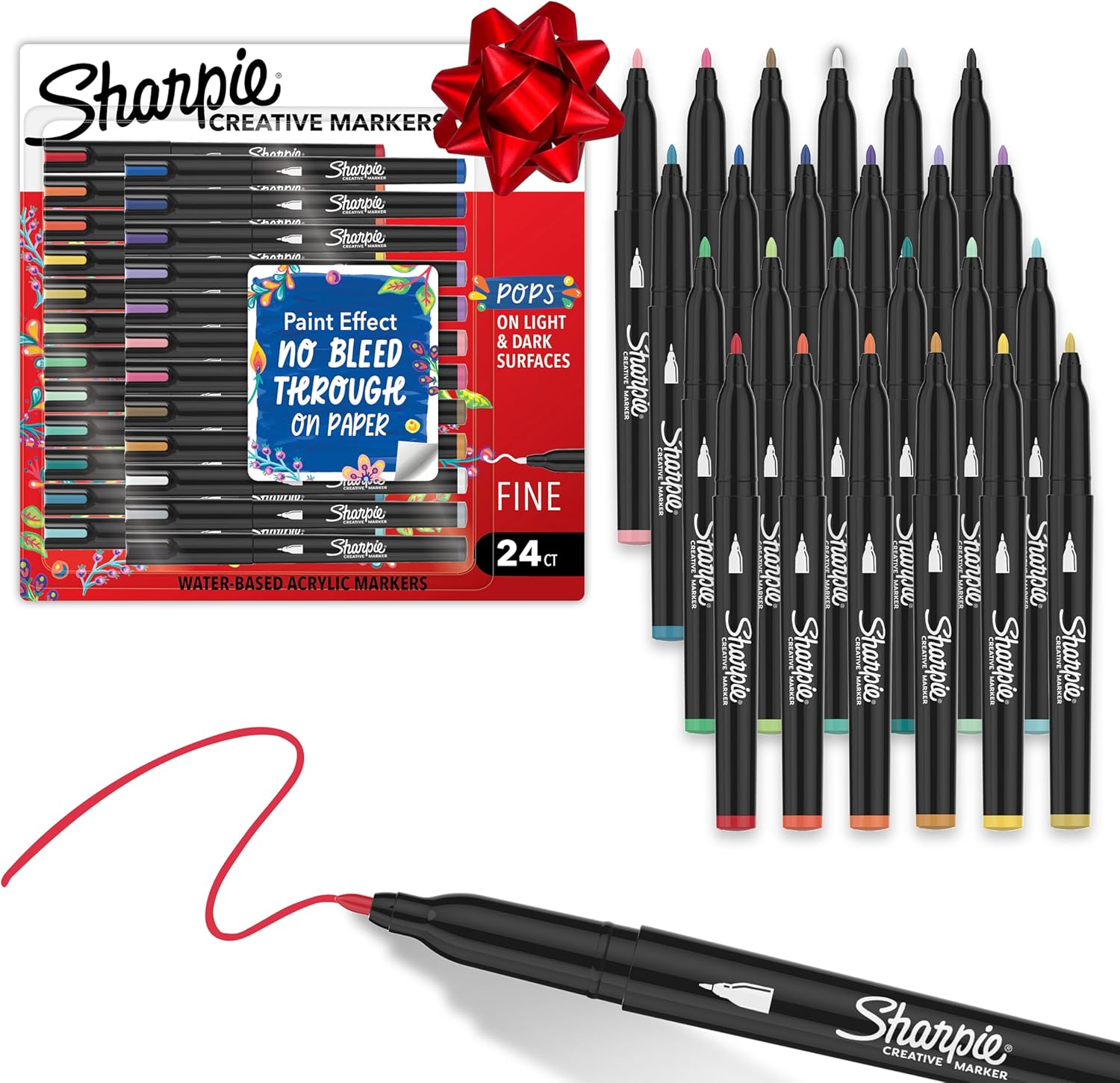 Sharpie Creative Markers Variety Pack, Water-Based Acrylic Paint Markers, Fine Tip, Assorted, 24 Count